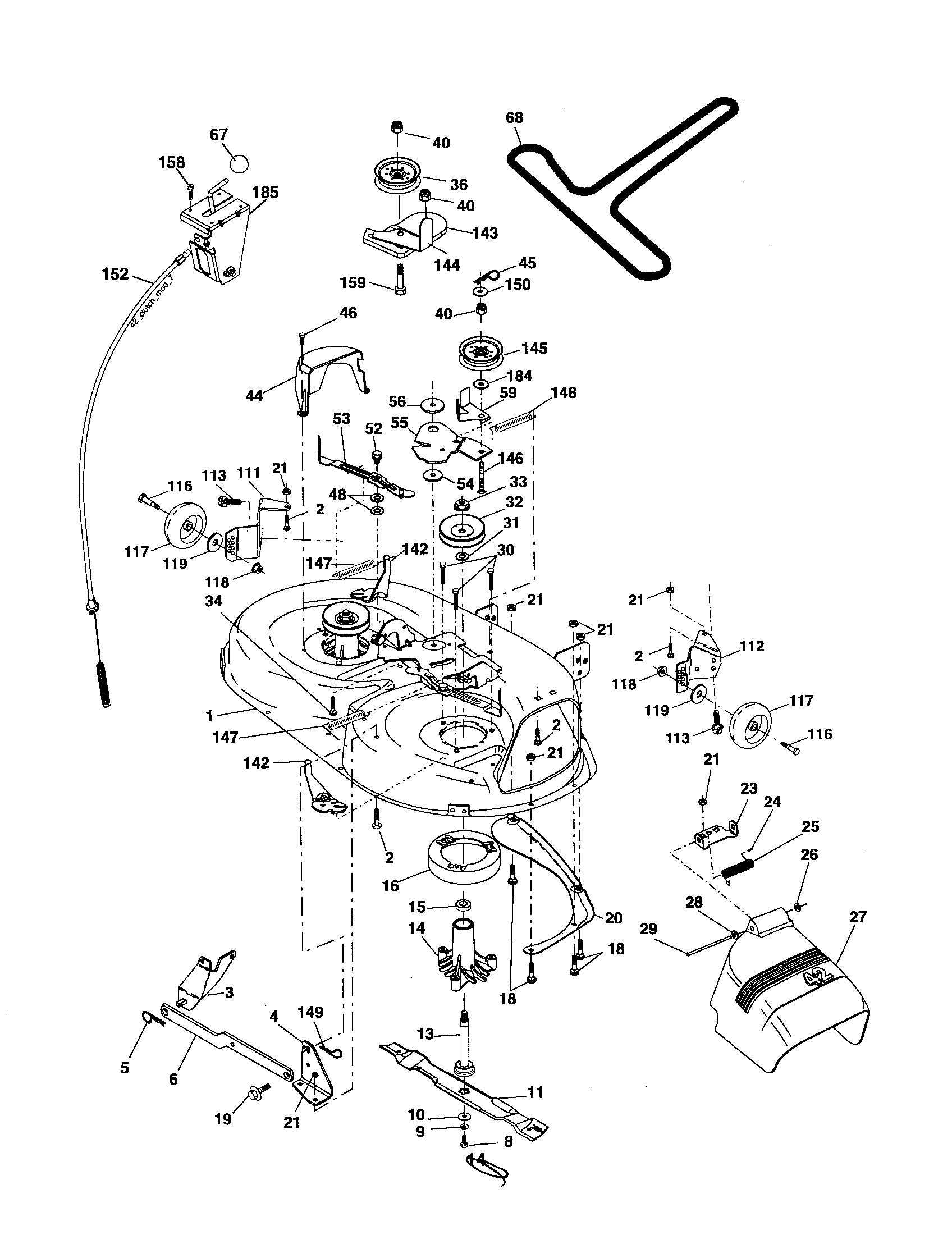 Poulan 96012006200 mower deck diagram