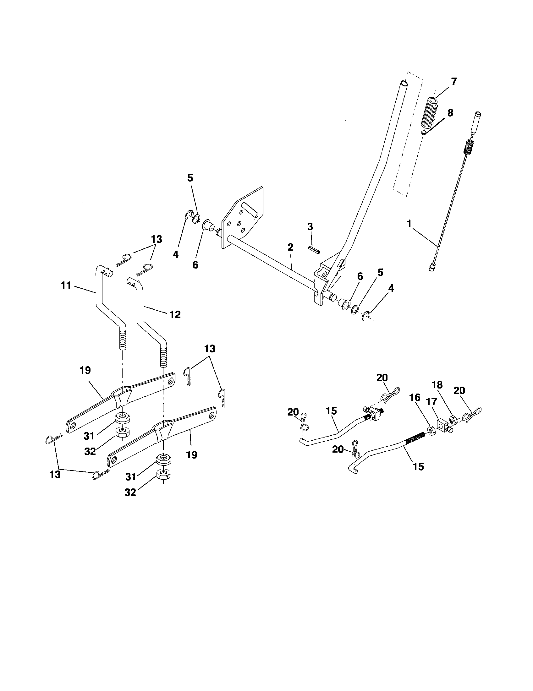 Poulan 96012006200 mower lift diagram