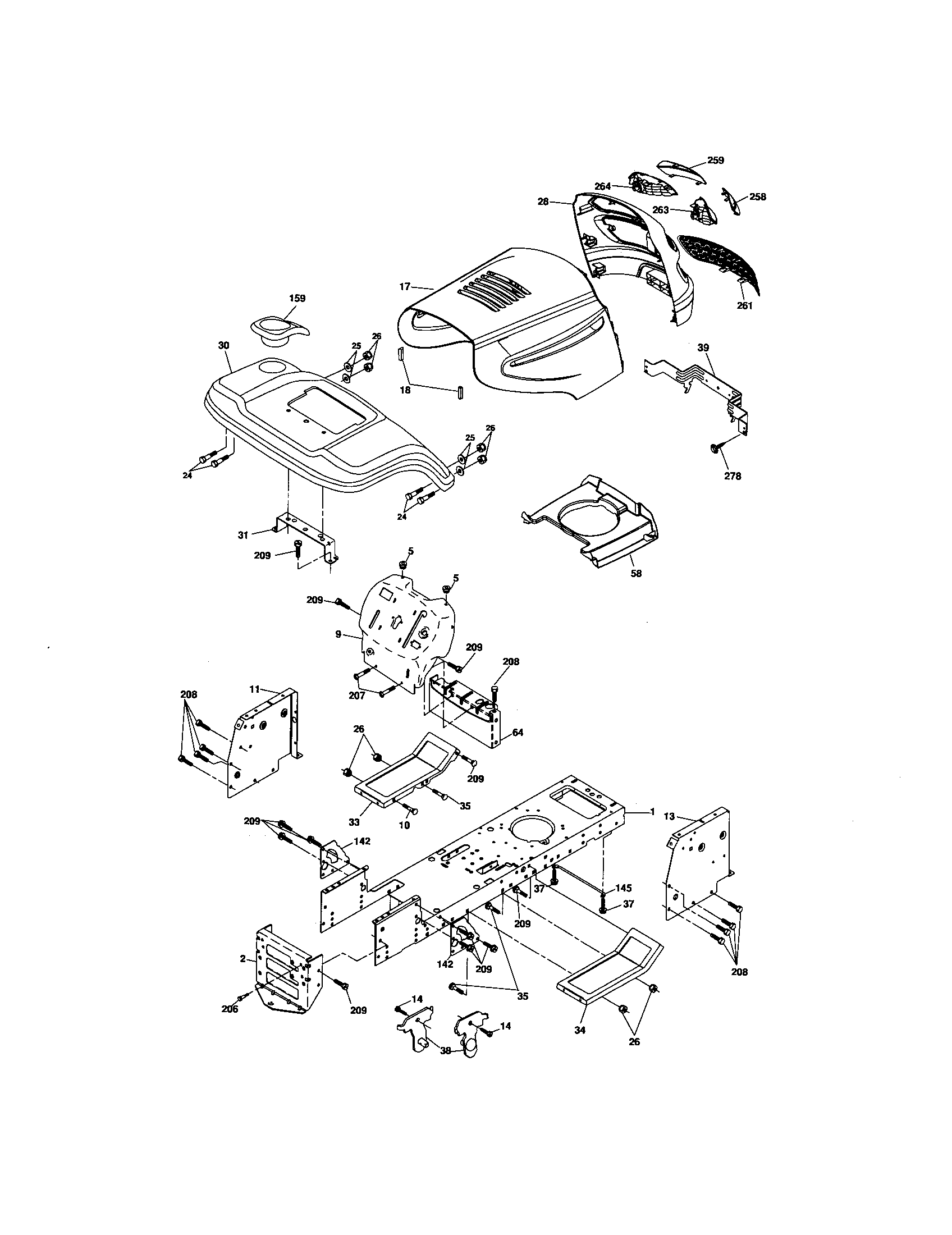 Poulan PB19H42YT chassis diagram