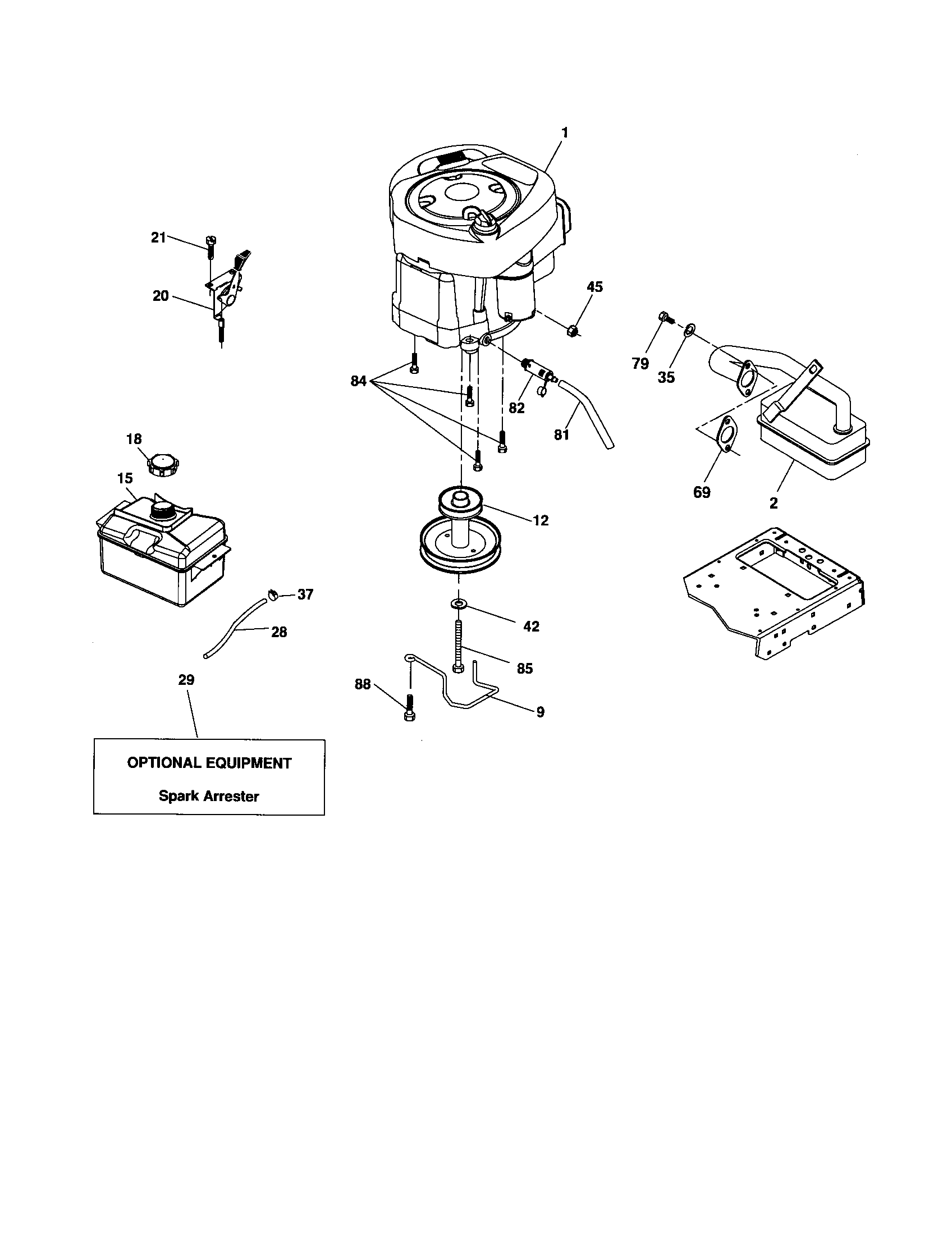 Poulan PB19H42YT engine diagram
