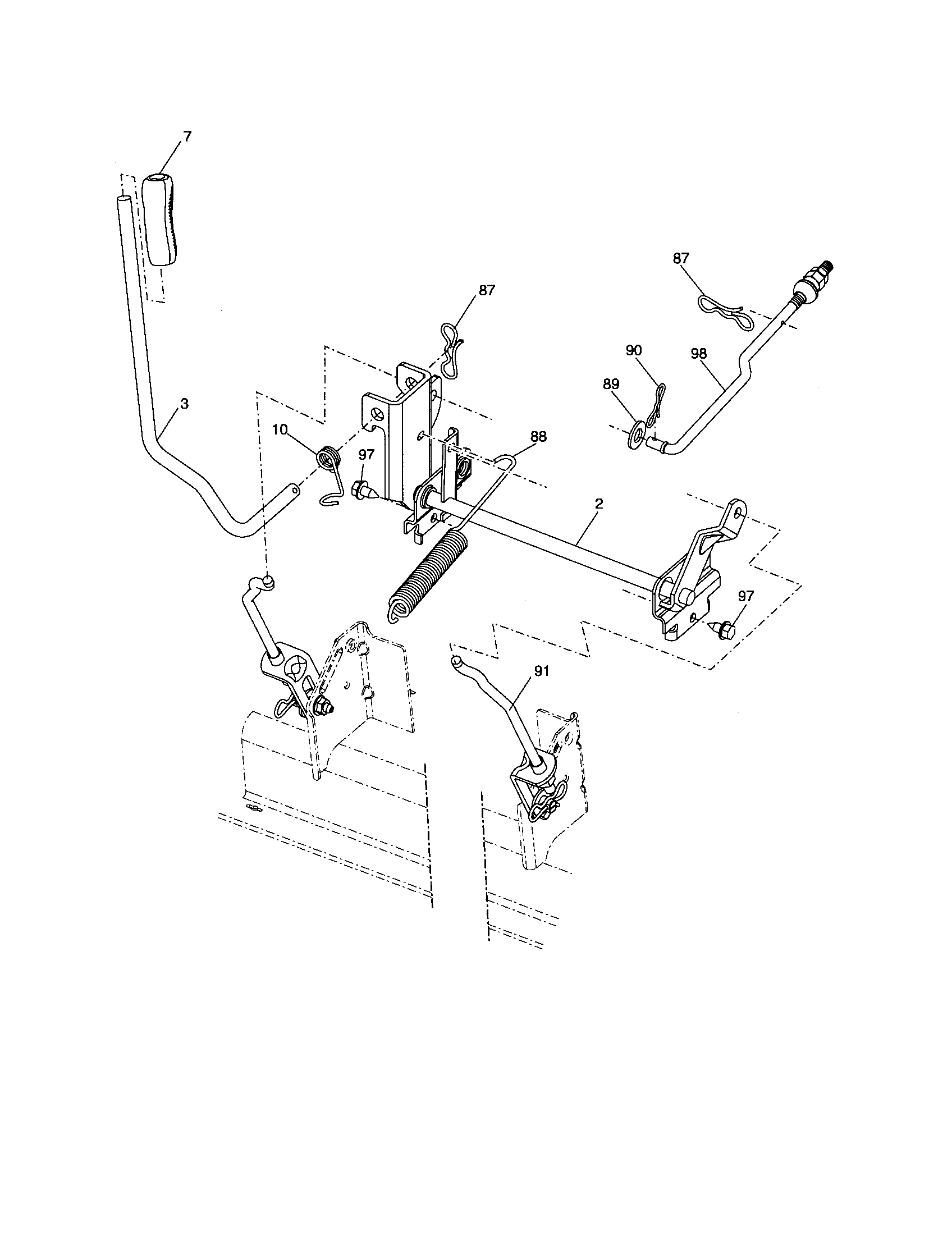 Poulan PB19H42YT mower lift diagram