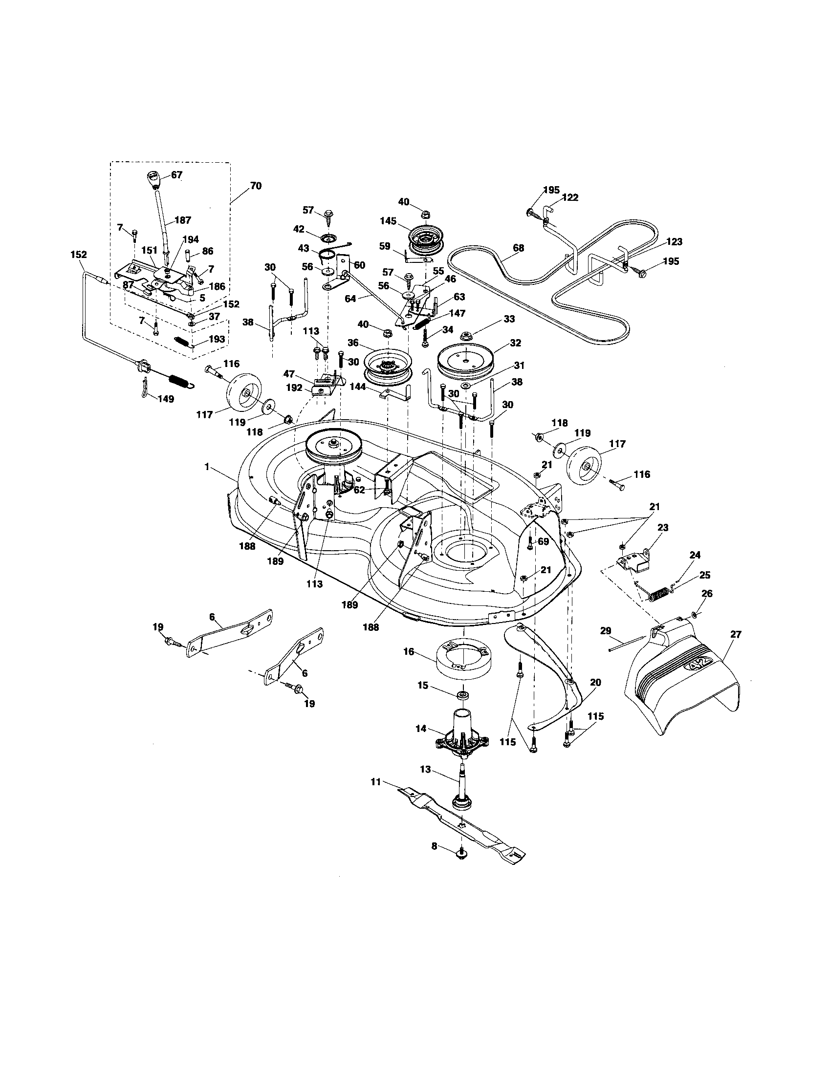 Poulan 96042000801 mower deck diagram