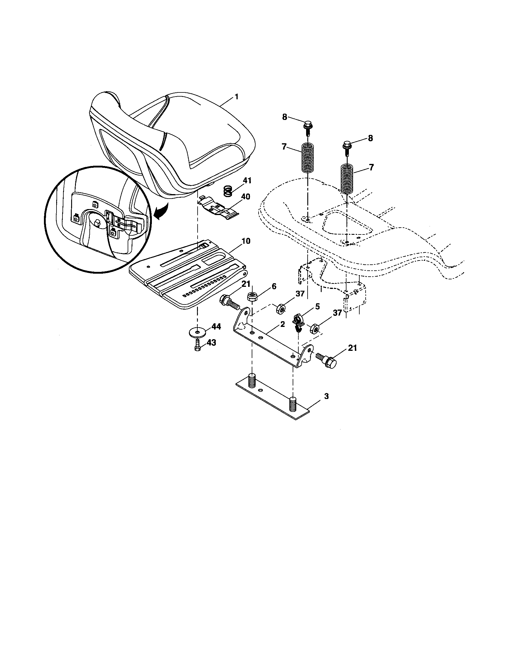 Poulan 96042002700 seat assembly diagram
