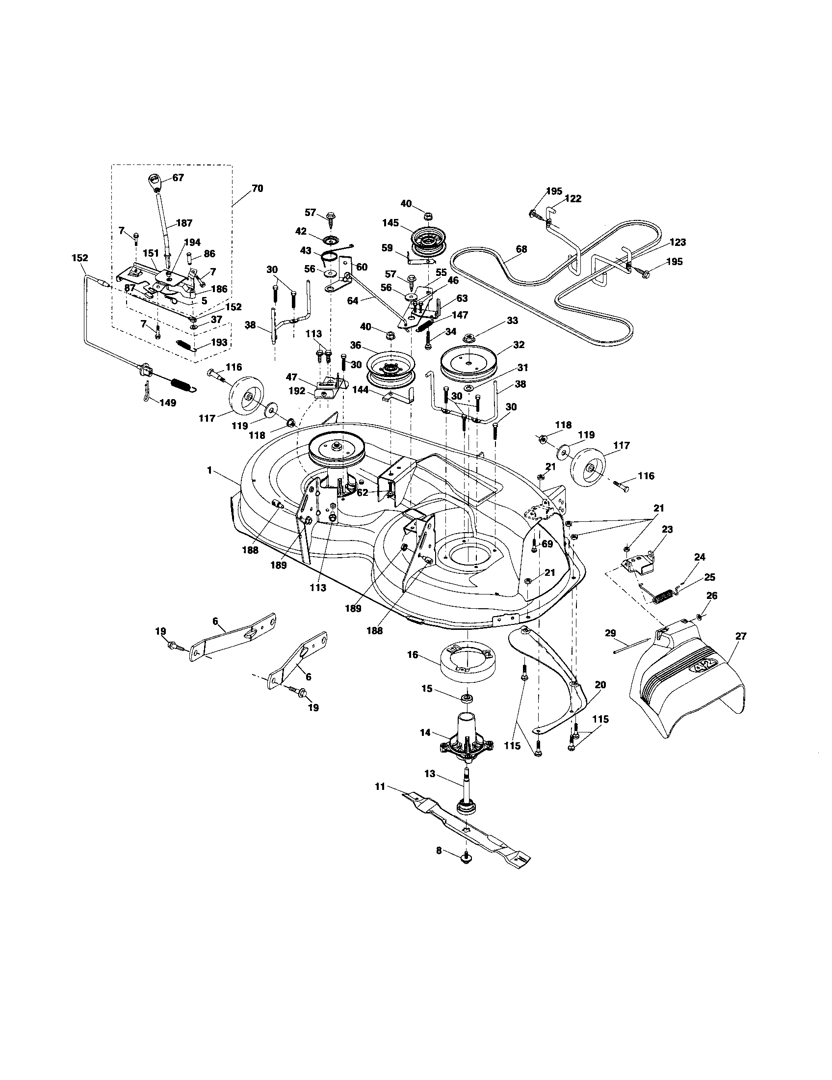 Poulan 96042002700 mower deck diagram