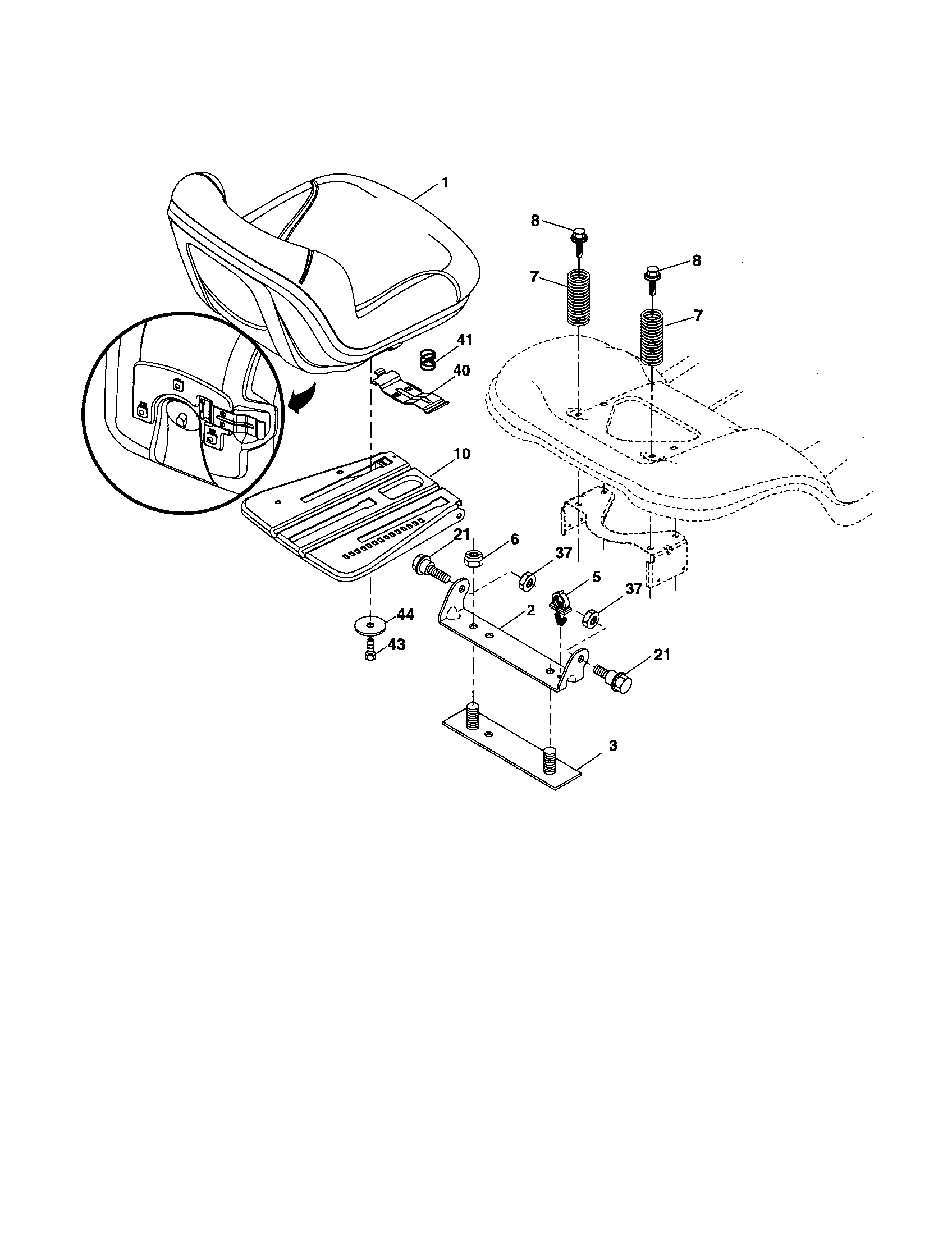 Poulan 96042001000 seat assembly diagram