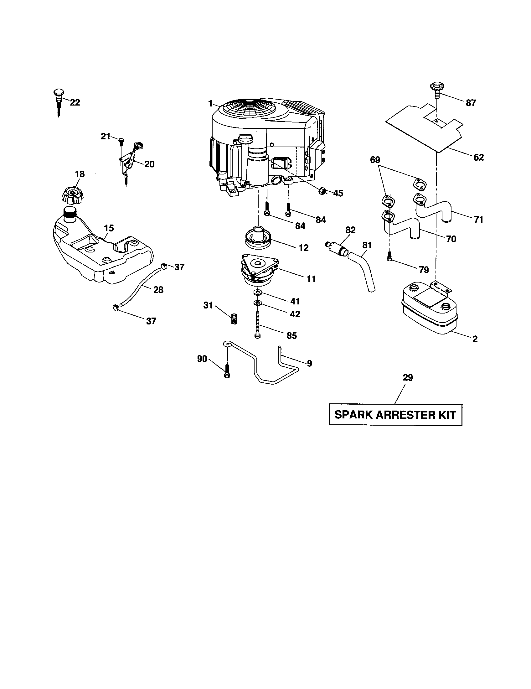 Poulan 96042001000 engine diagram