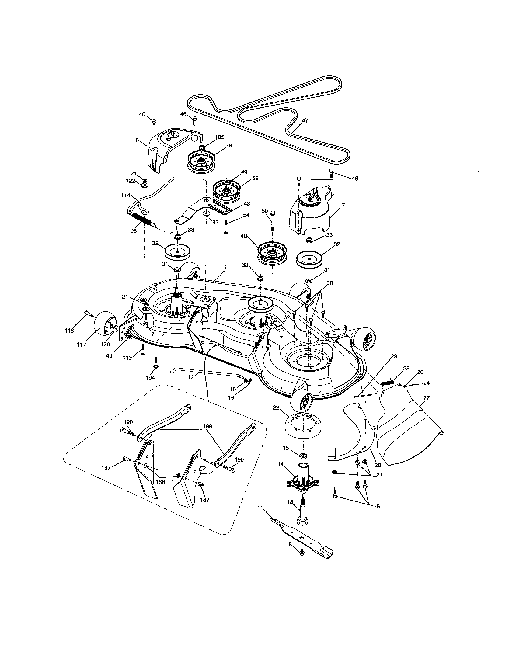 Poulan 96042001000 mower deck diagram