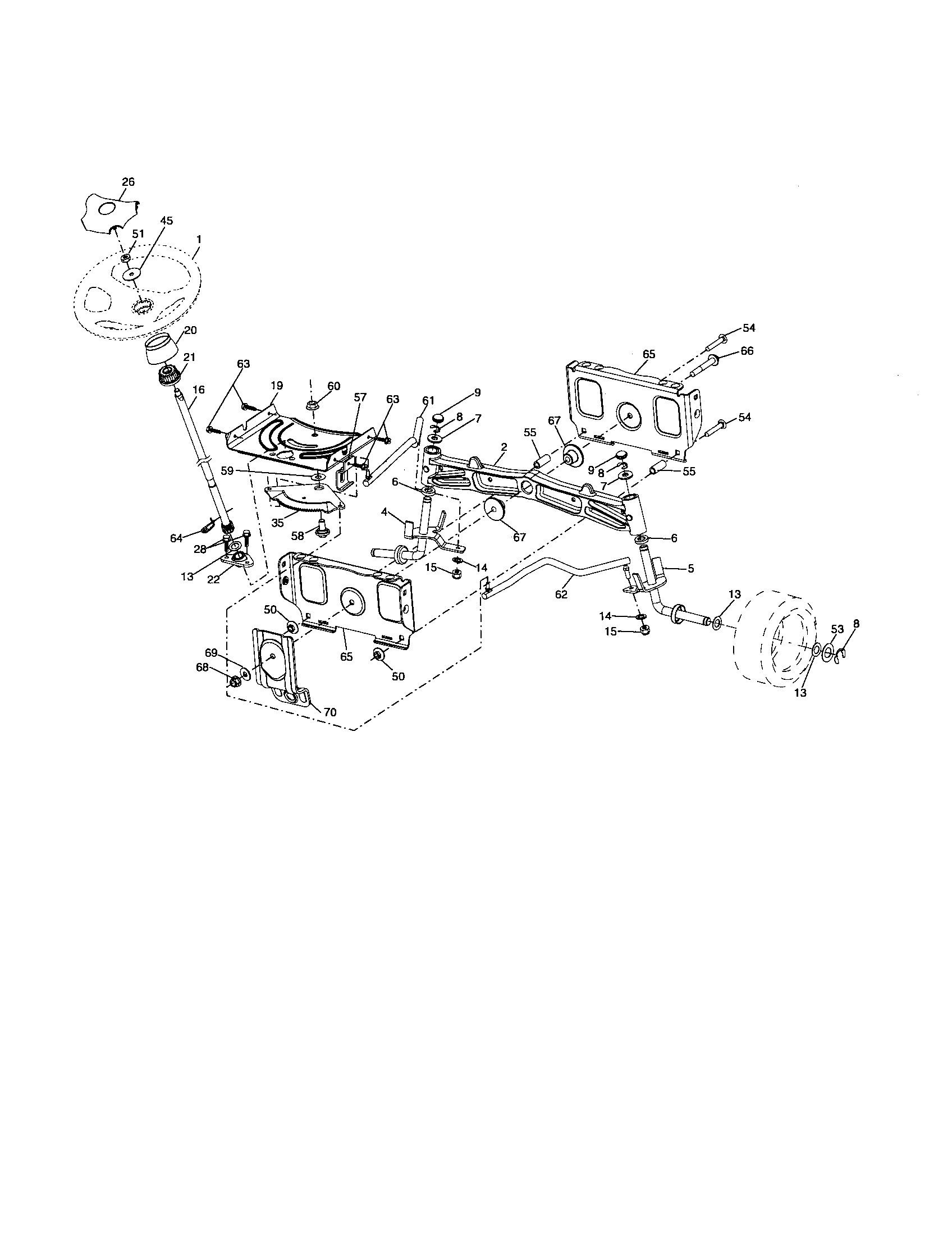 Poulan 96042002900 steering assembly diagram