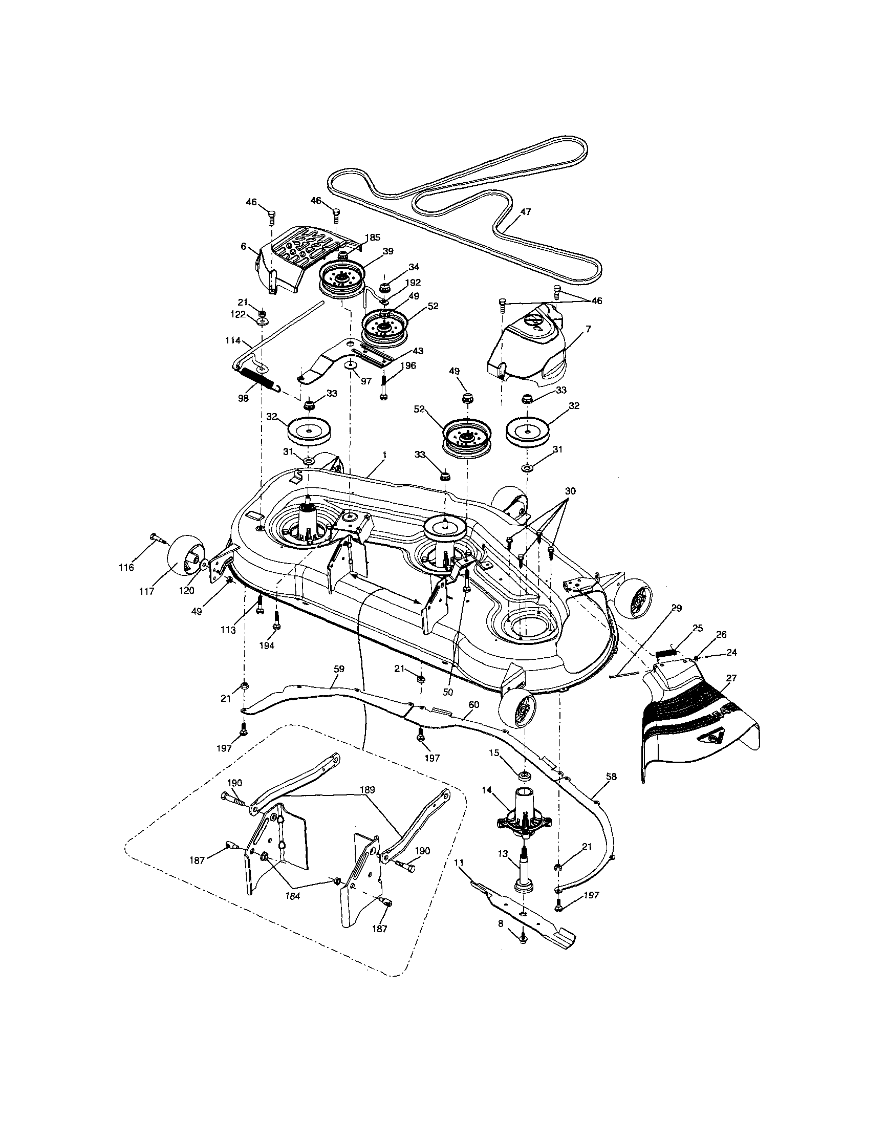 Poulan 96042002900 mower deck diagram