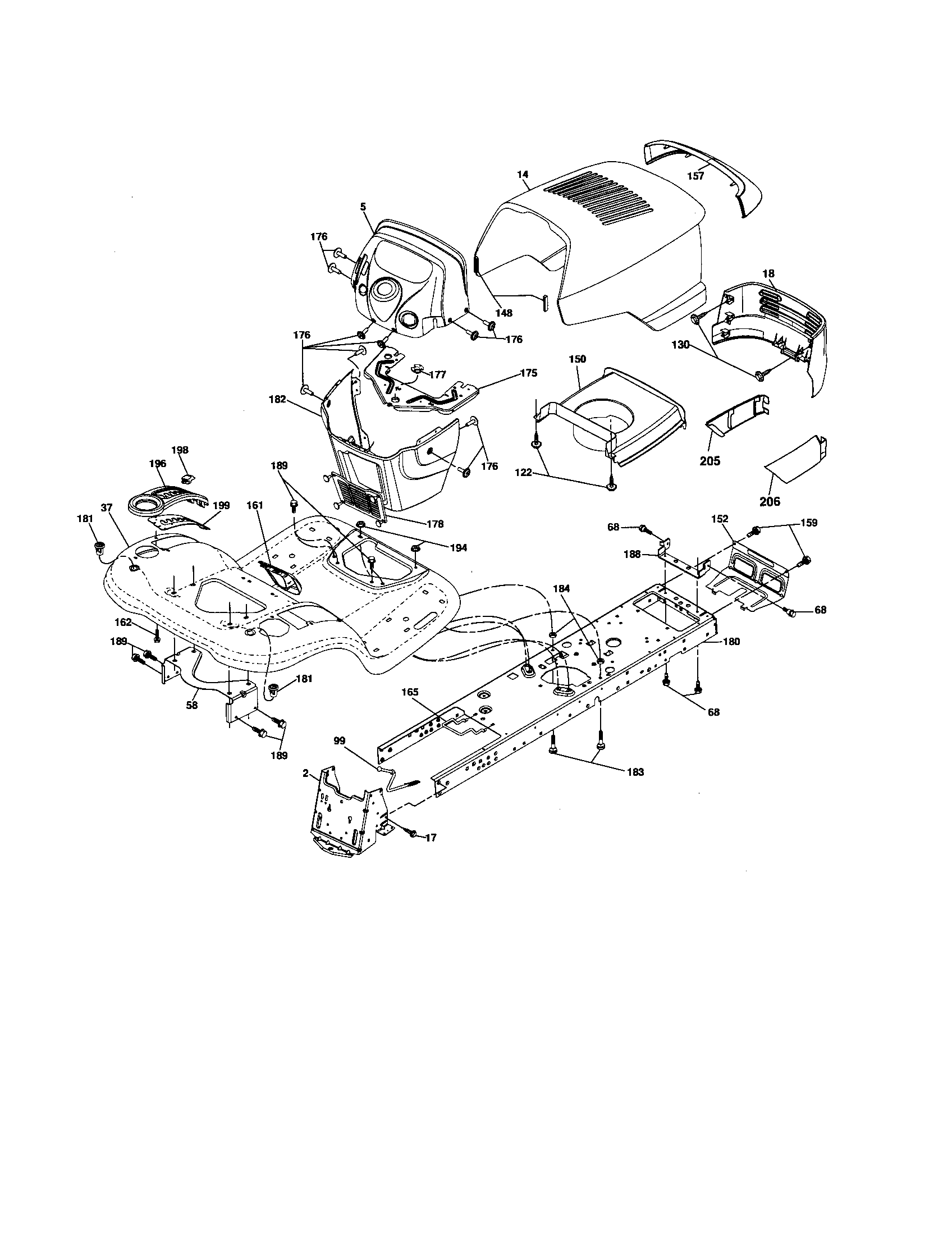 Poulan PBGT22H54 chassis diagram