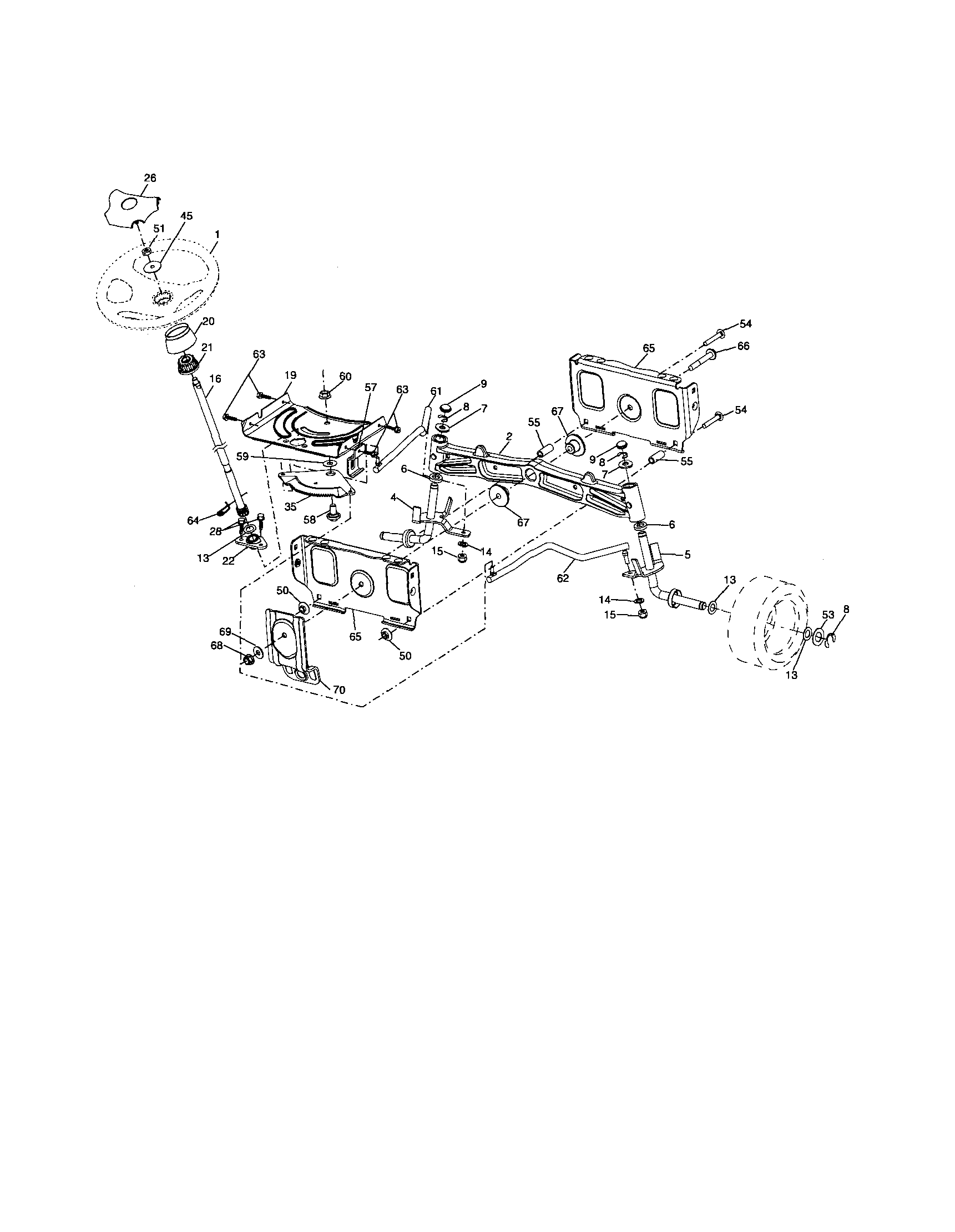 Poulan PBGT22H54 steering assembly diagram