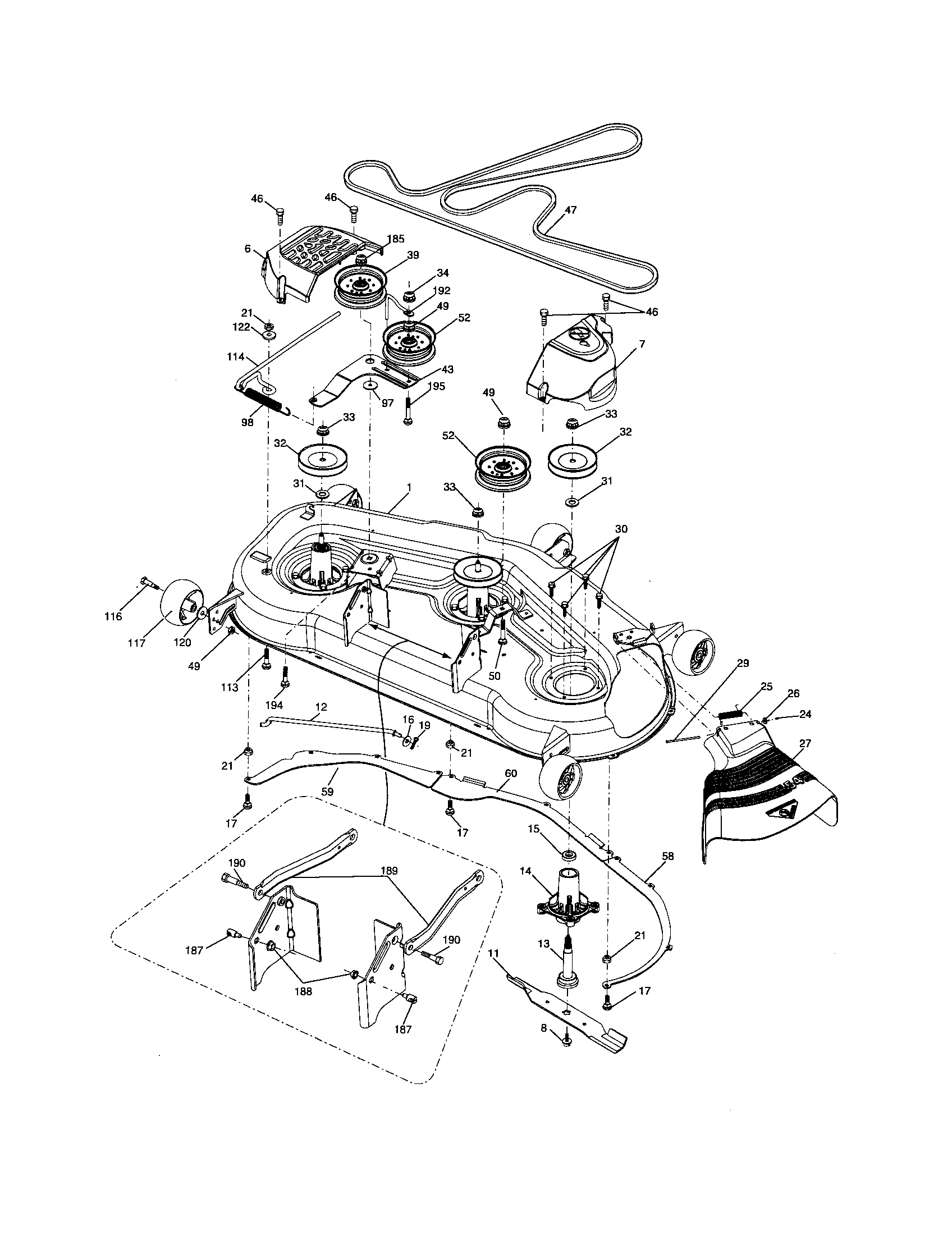 Poulan 96042000700 mower deck diagram