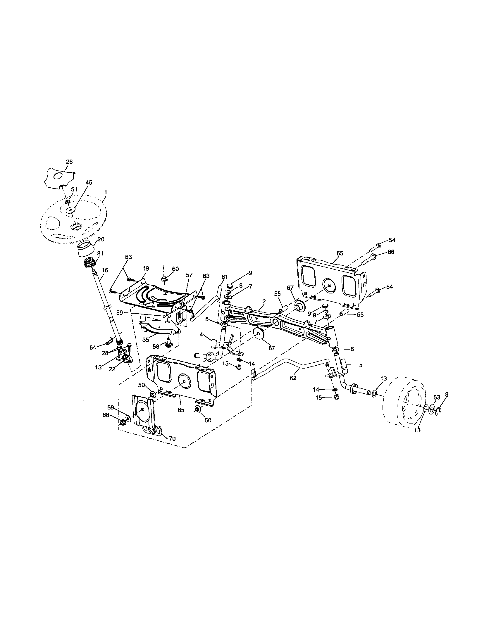 Poulan 96042000900 steering assembly diagram
