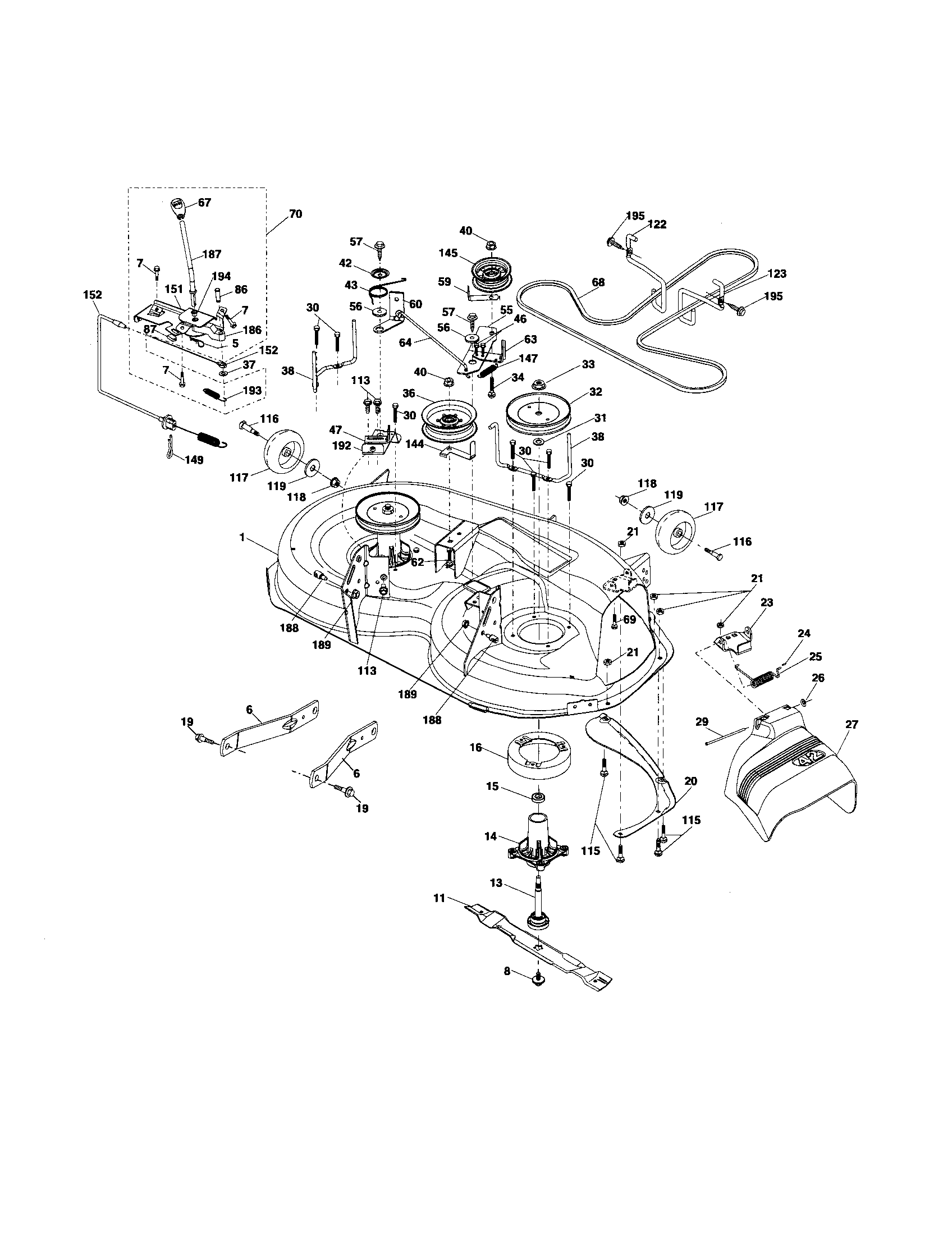 Poulan 96042000900 mower deck diagram