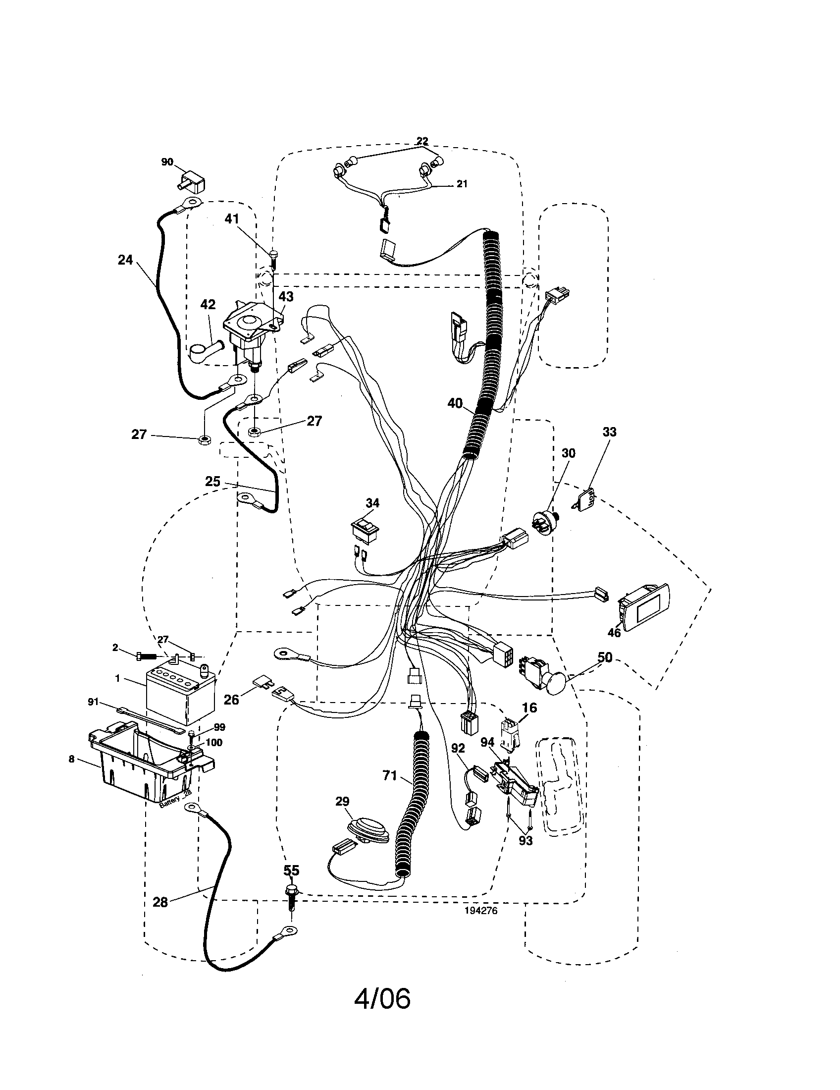 Poulan XT22H48YT electrical diagram