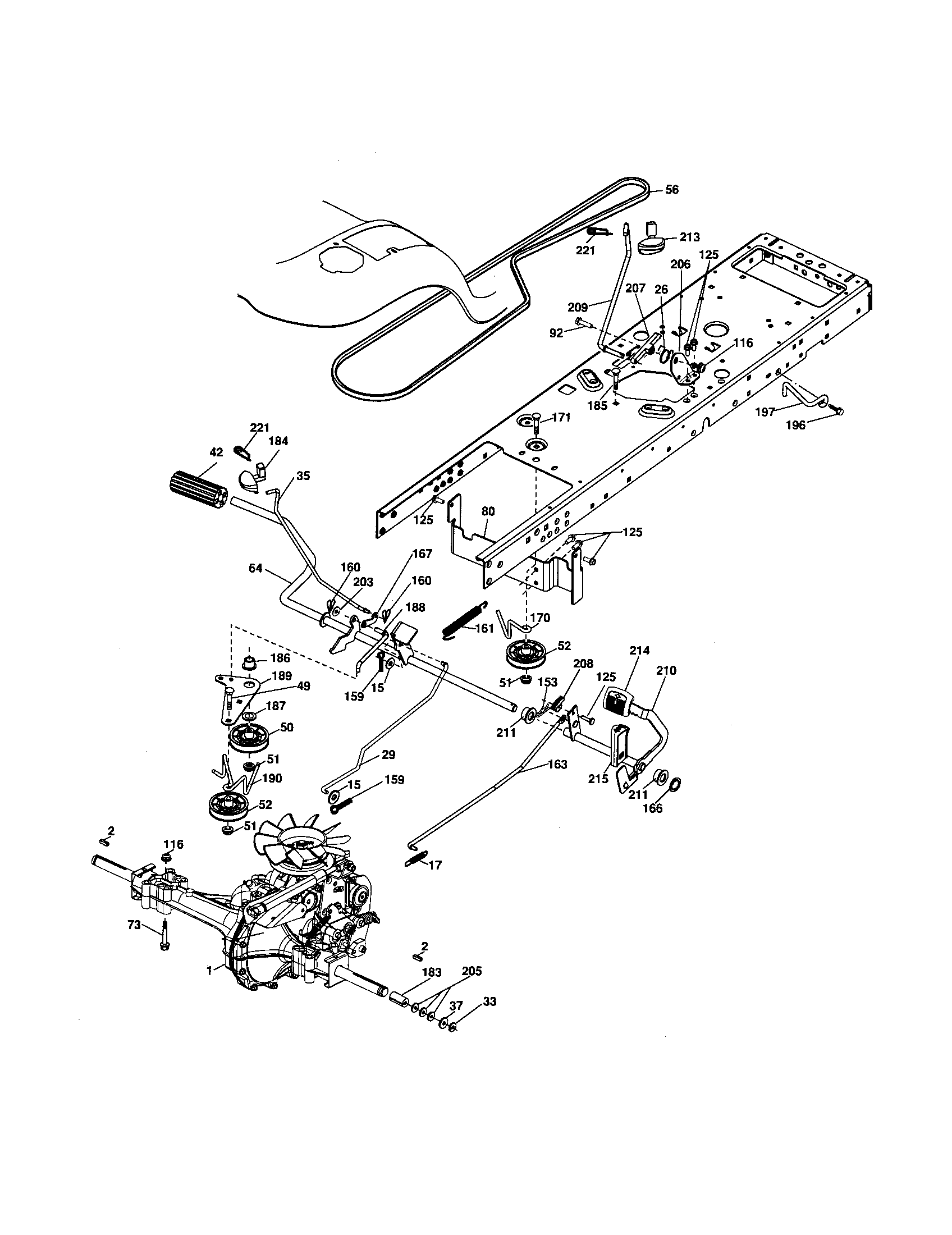 Poulan XT22H48YT drive diagram