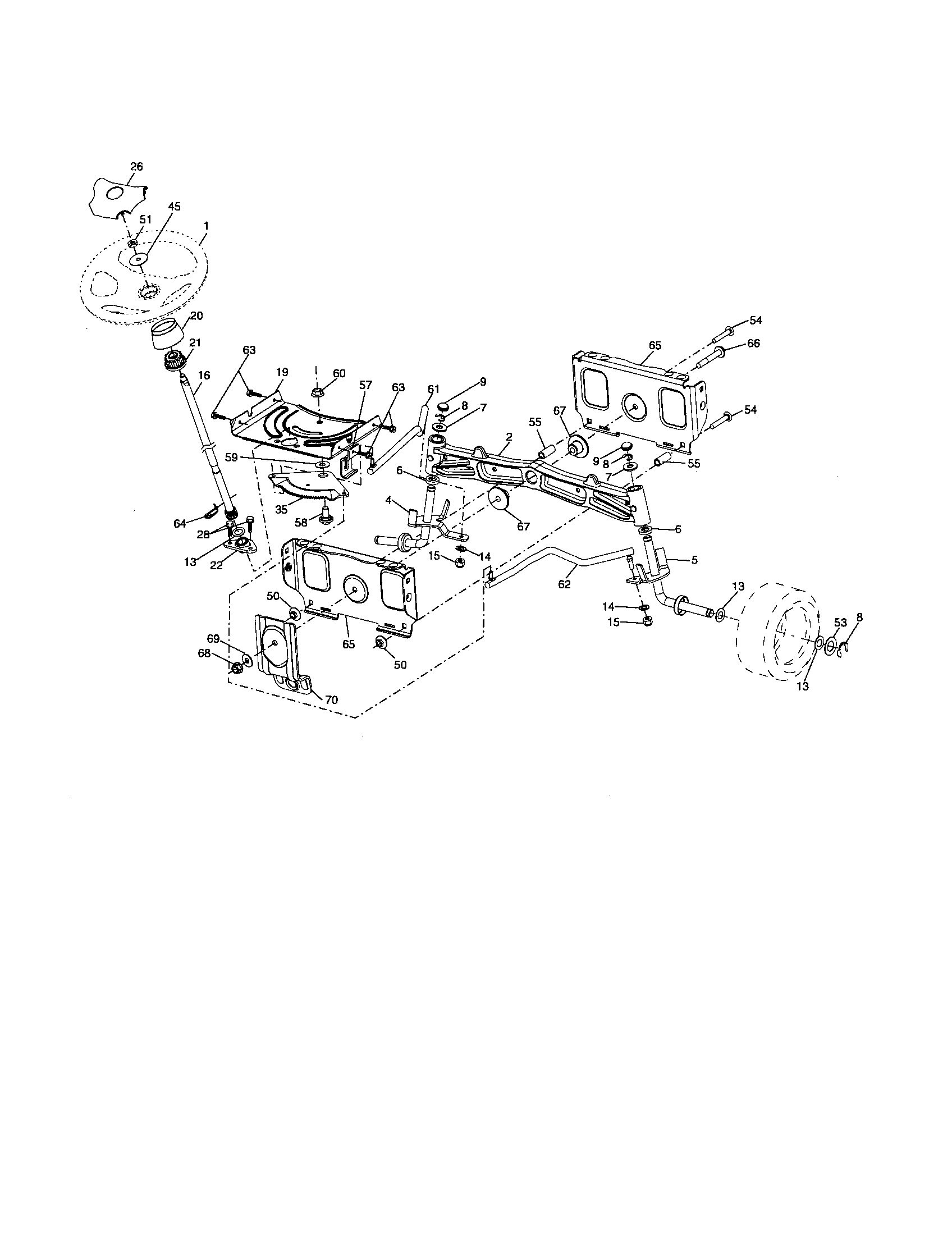 Poulan XT22H48YT steering assembly diagram