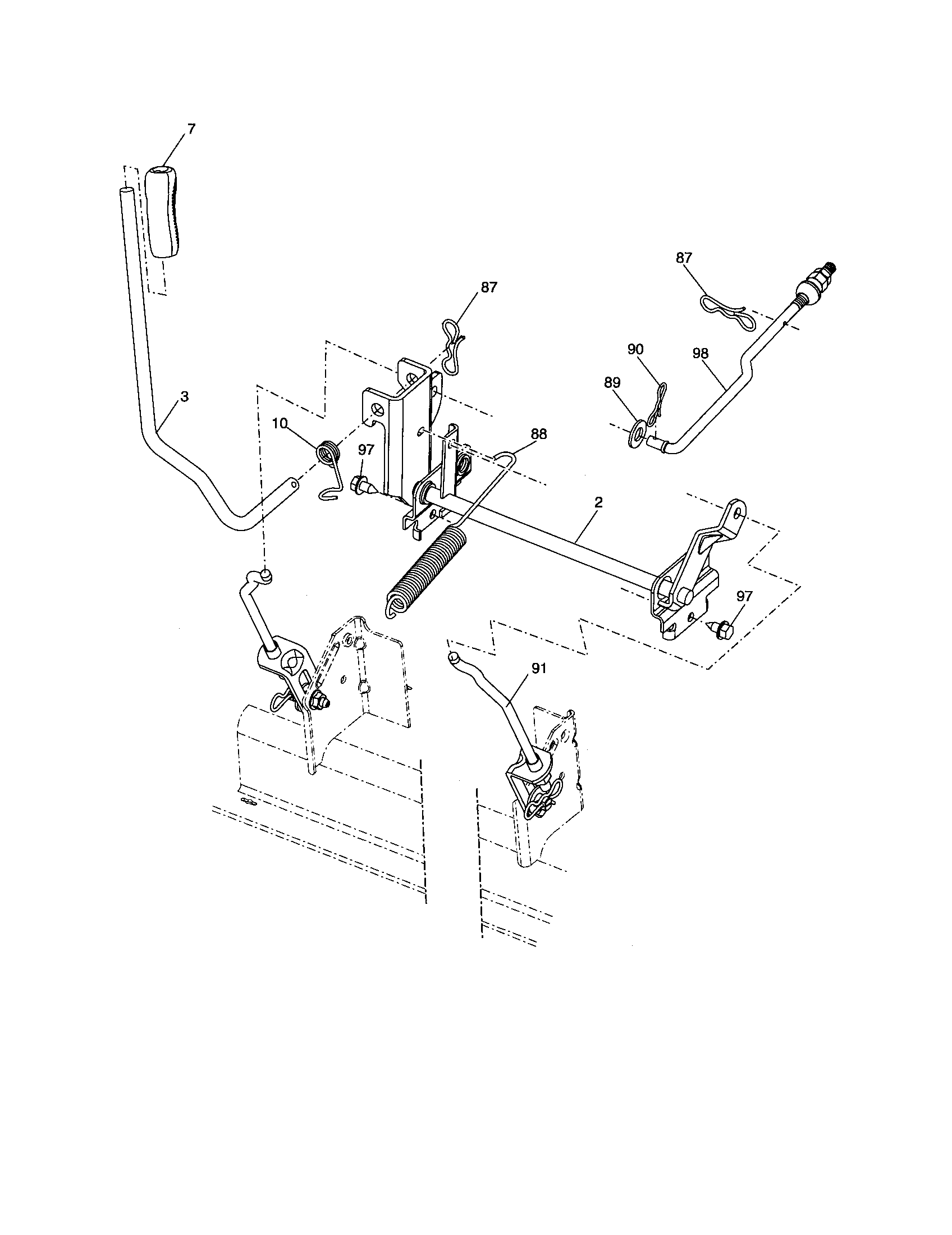 Poulan XT22H48YT mower lift diagram