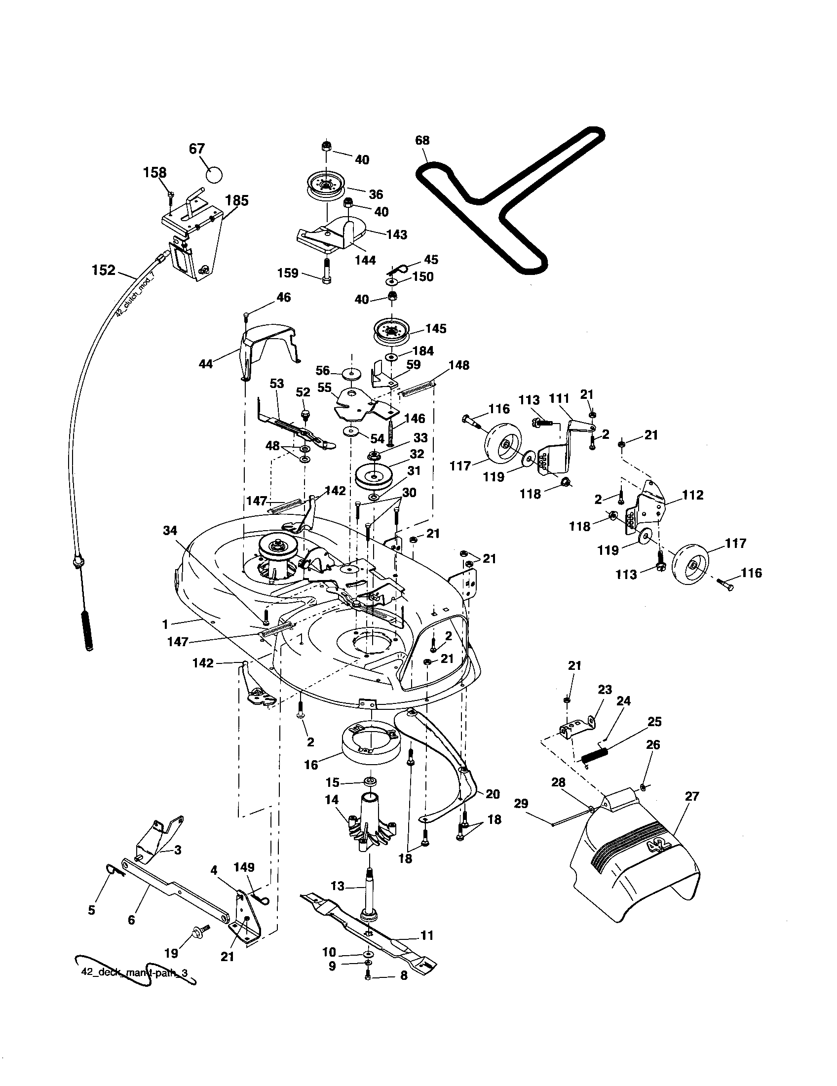 Poulan 96012006000 mower deck diagram