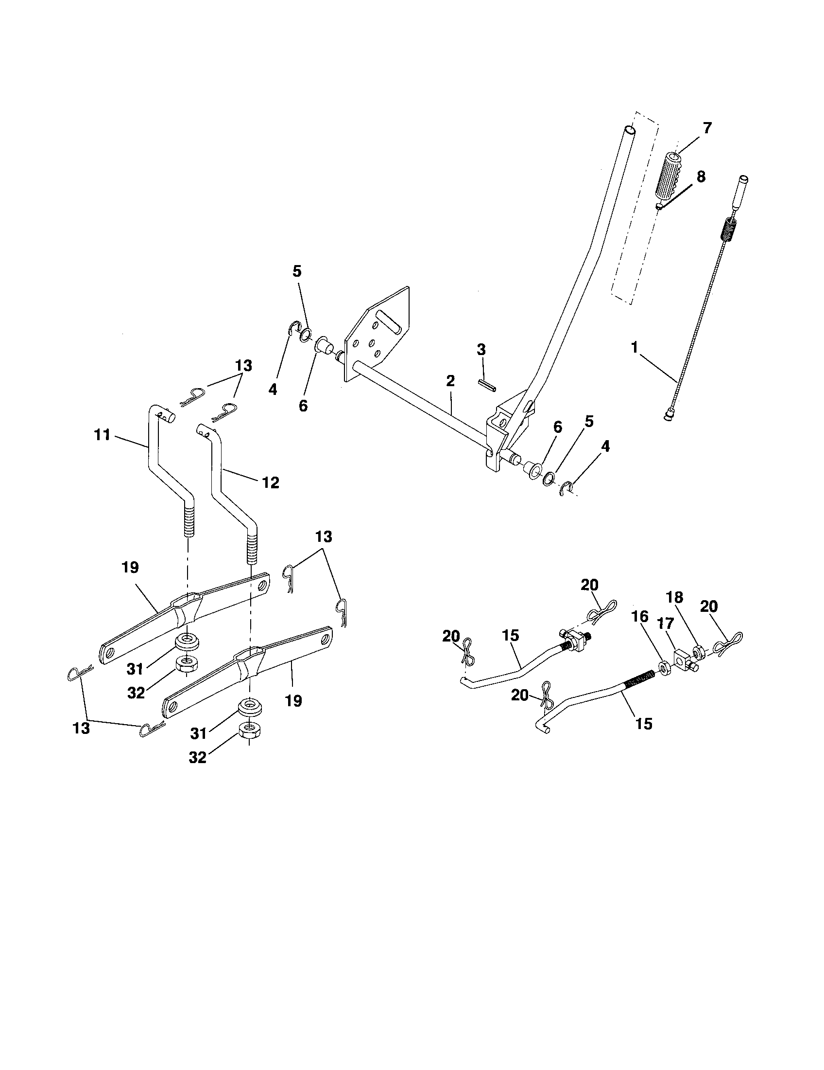 Poulan 96012006000 mower lift diagram