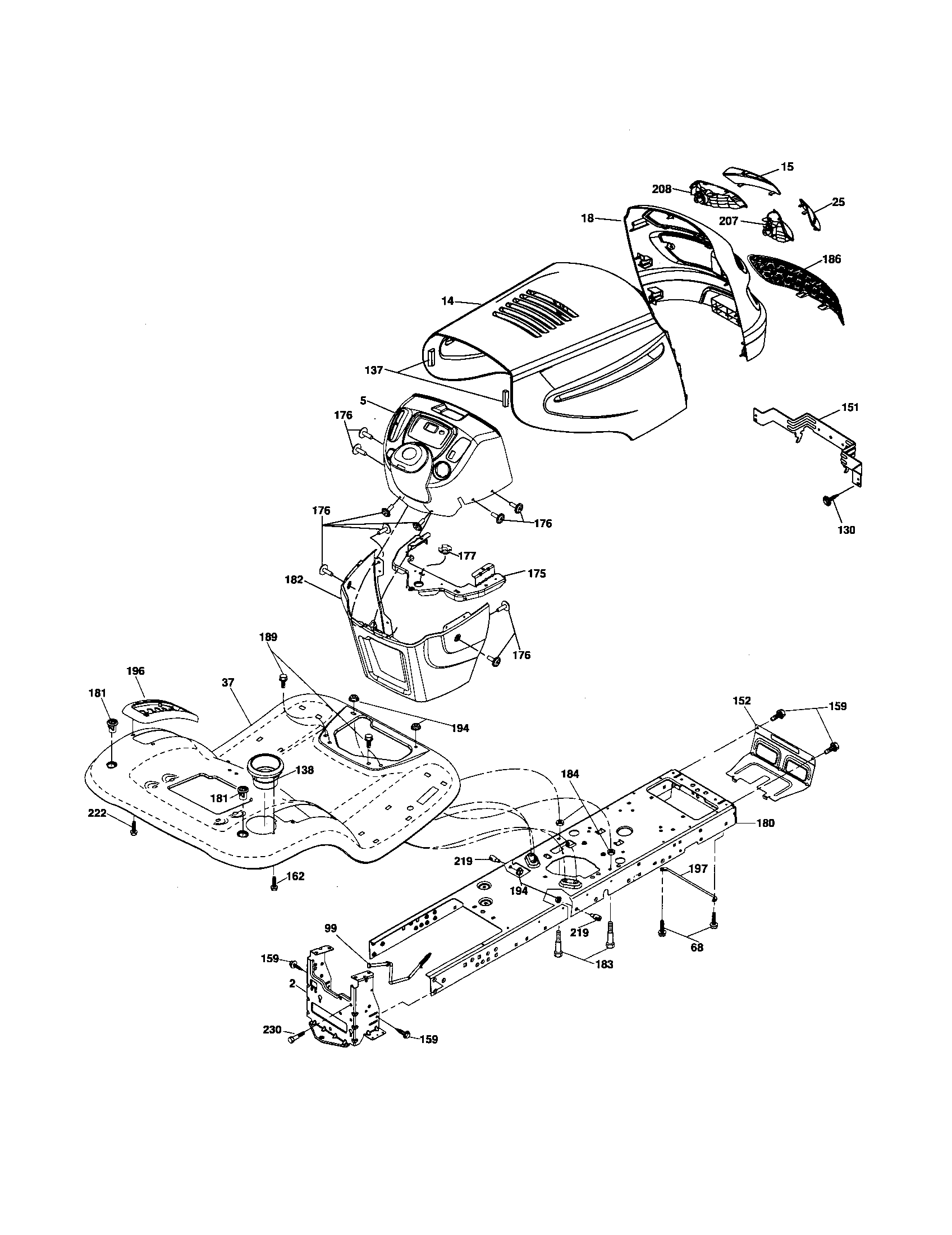 Poulan XT19H42YT chassis diagram