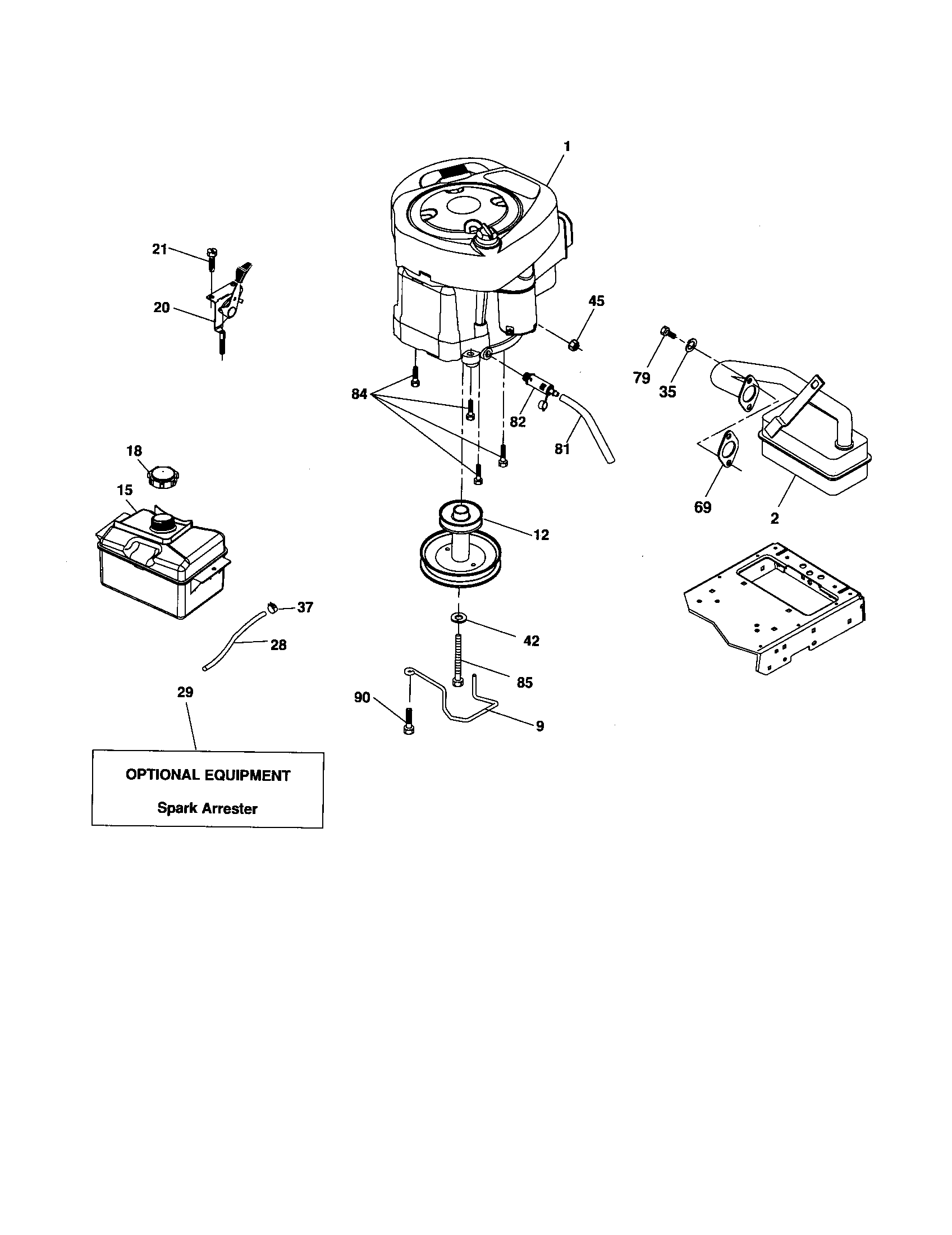 Poulan XT19H42YT engine diagram