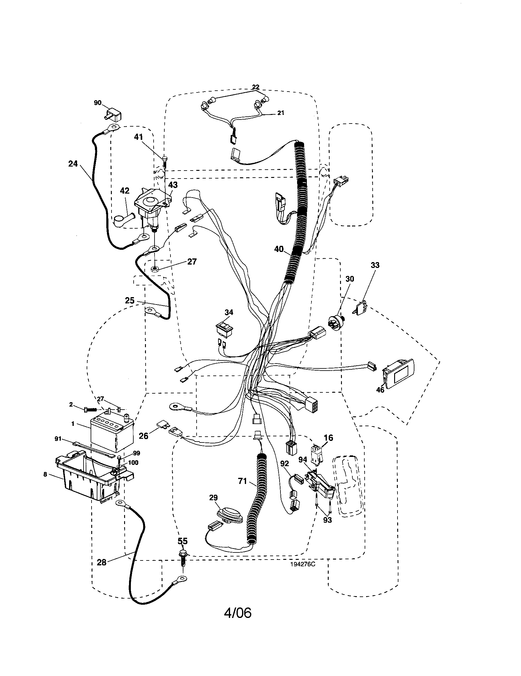 Poulan XT22H42YT electrical diagram