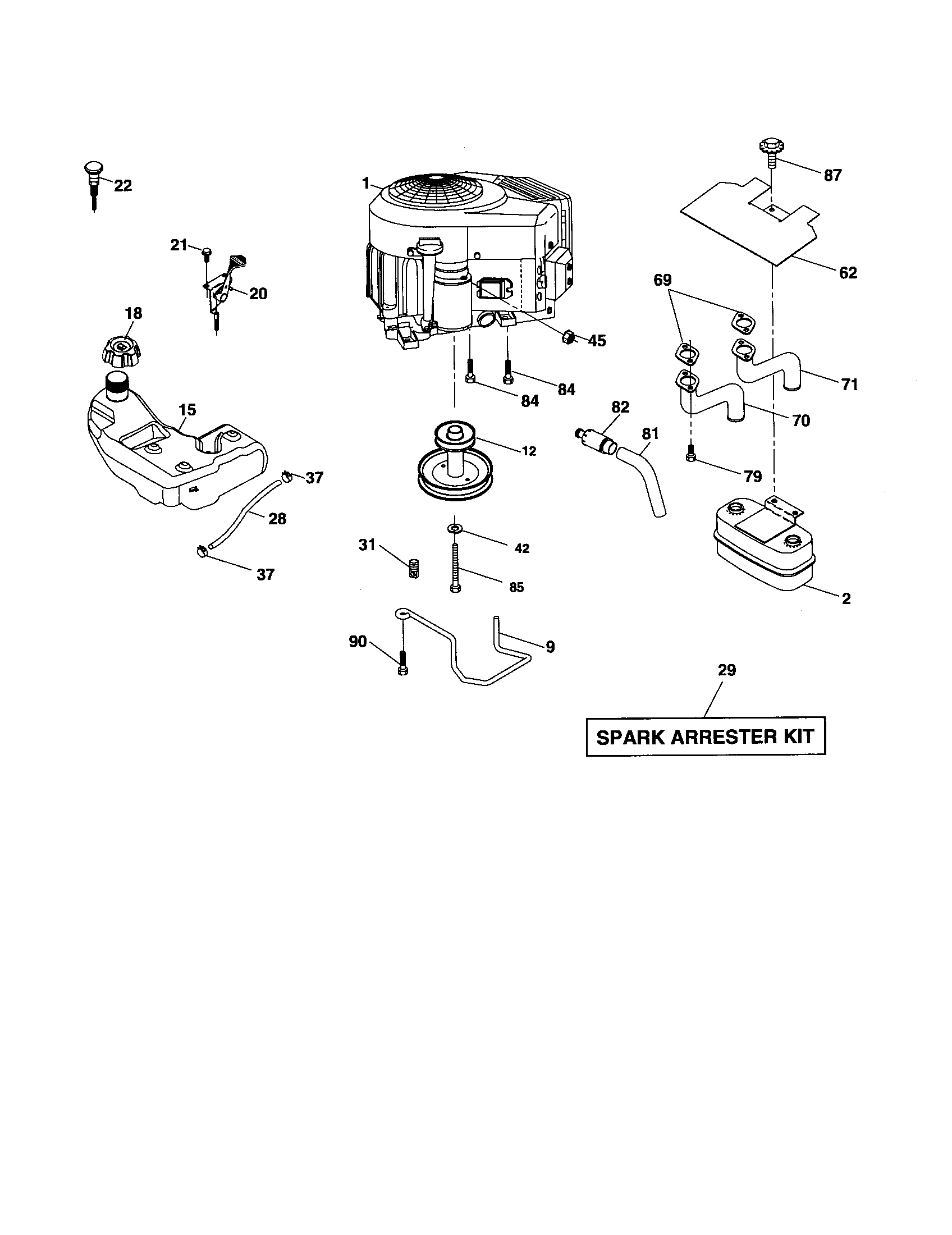 Poulan XT22H42YT engine diagram