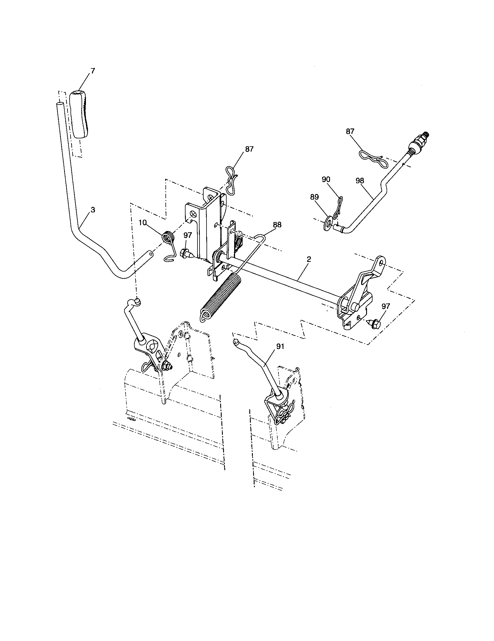 Poulan XT22H42YT mower lift diagram