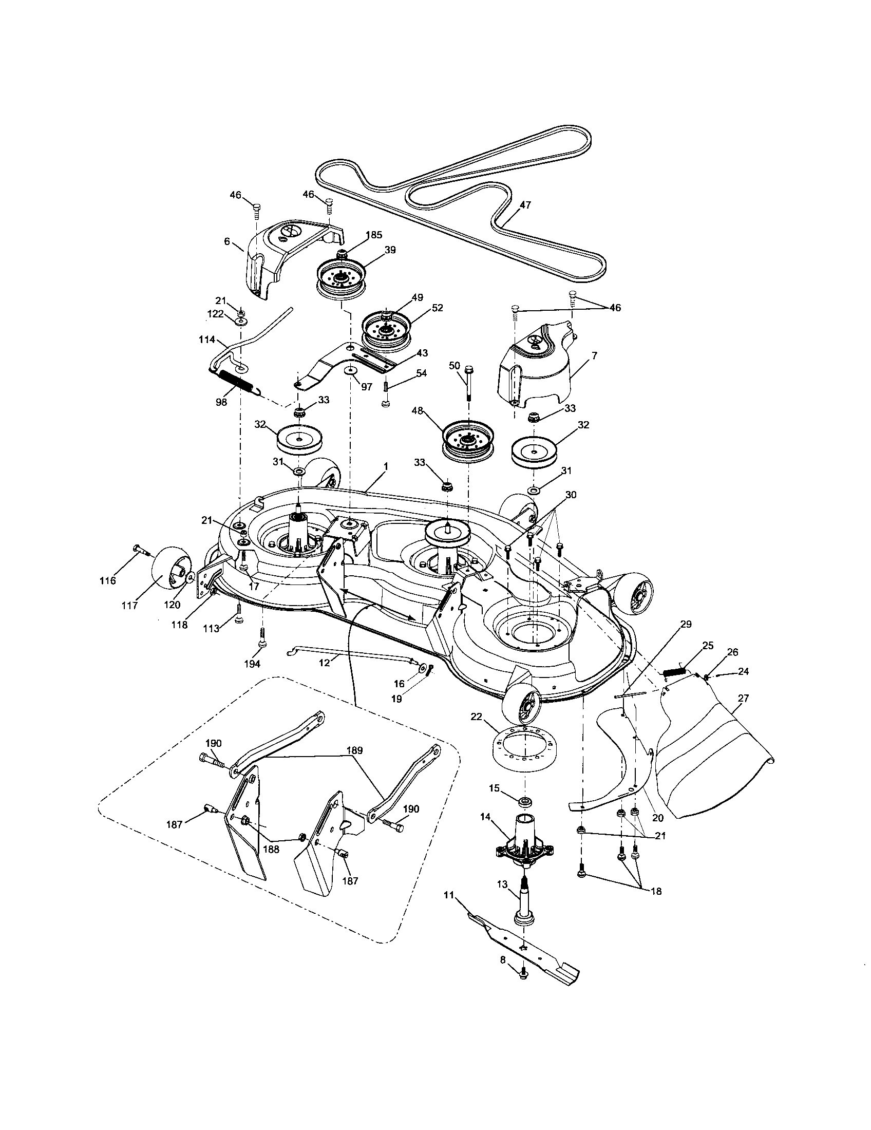 Southern States 96042001302 mower deck diagram