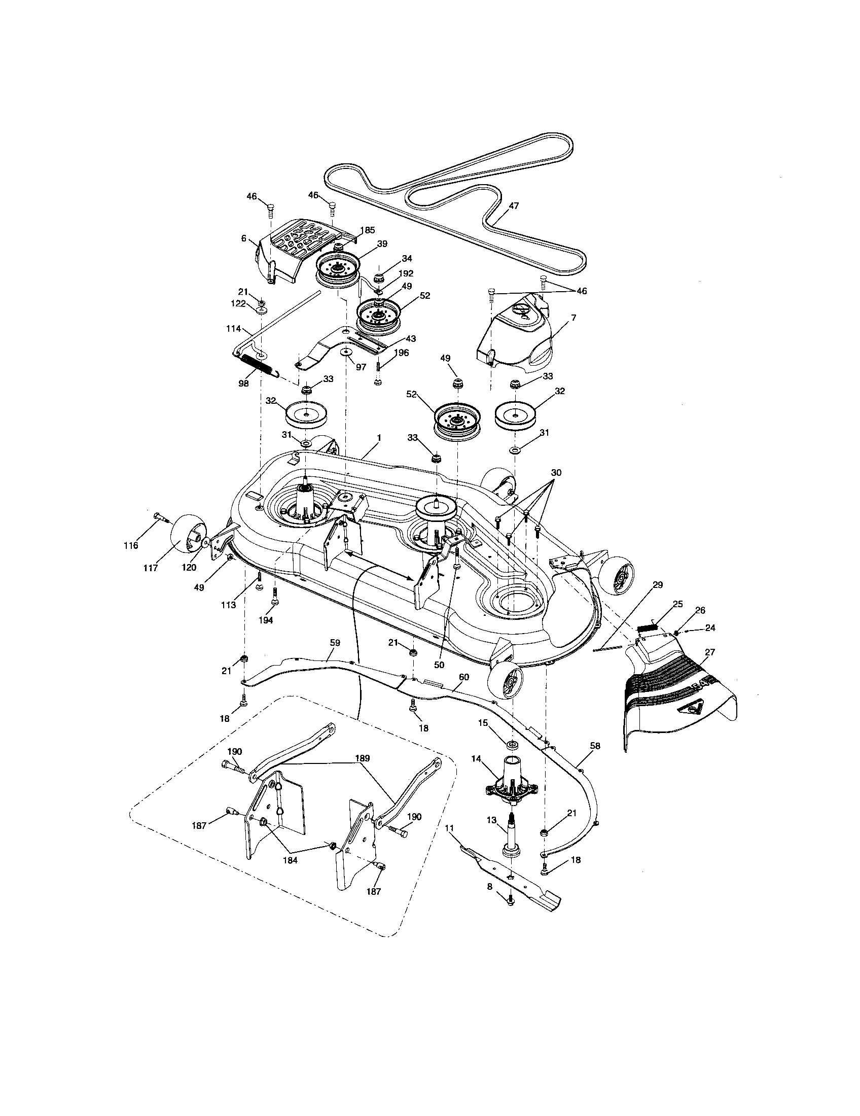 Southern States 96042001501 mower deck diagram