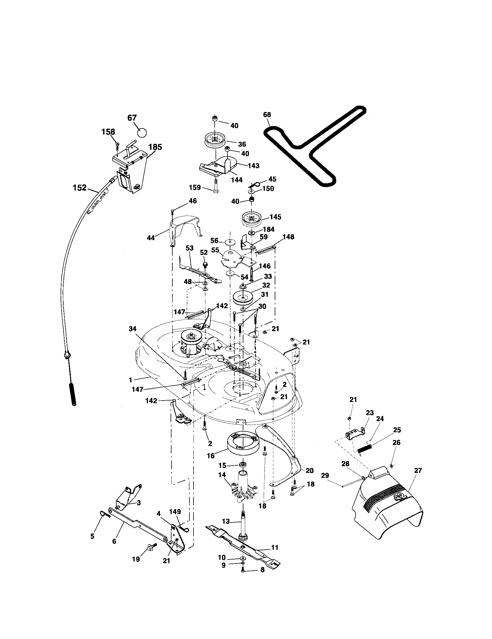 Poulan 96012000300 mower deck diagram