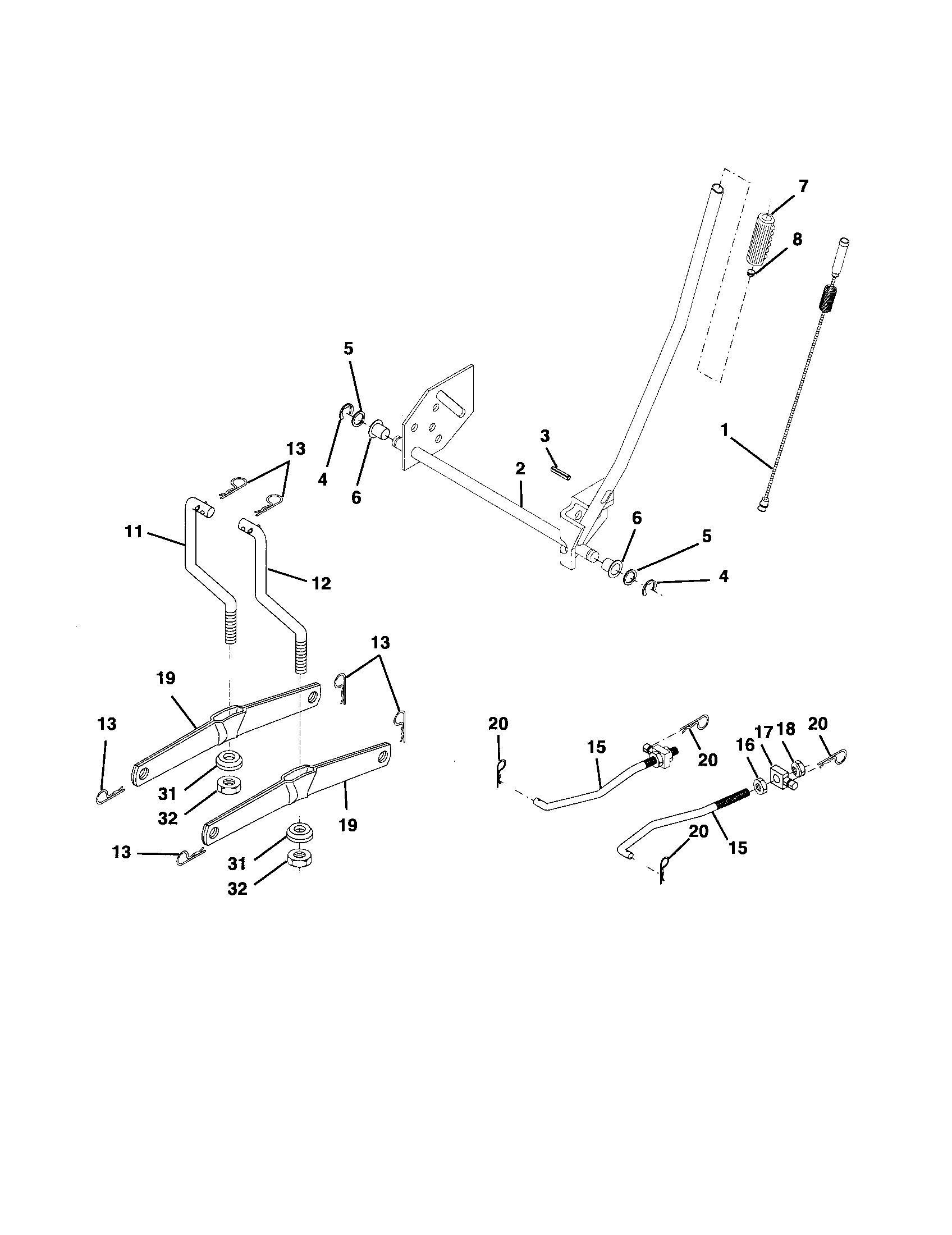 Poulan 96012000300 mower lift diagram