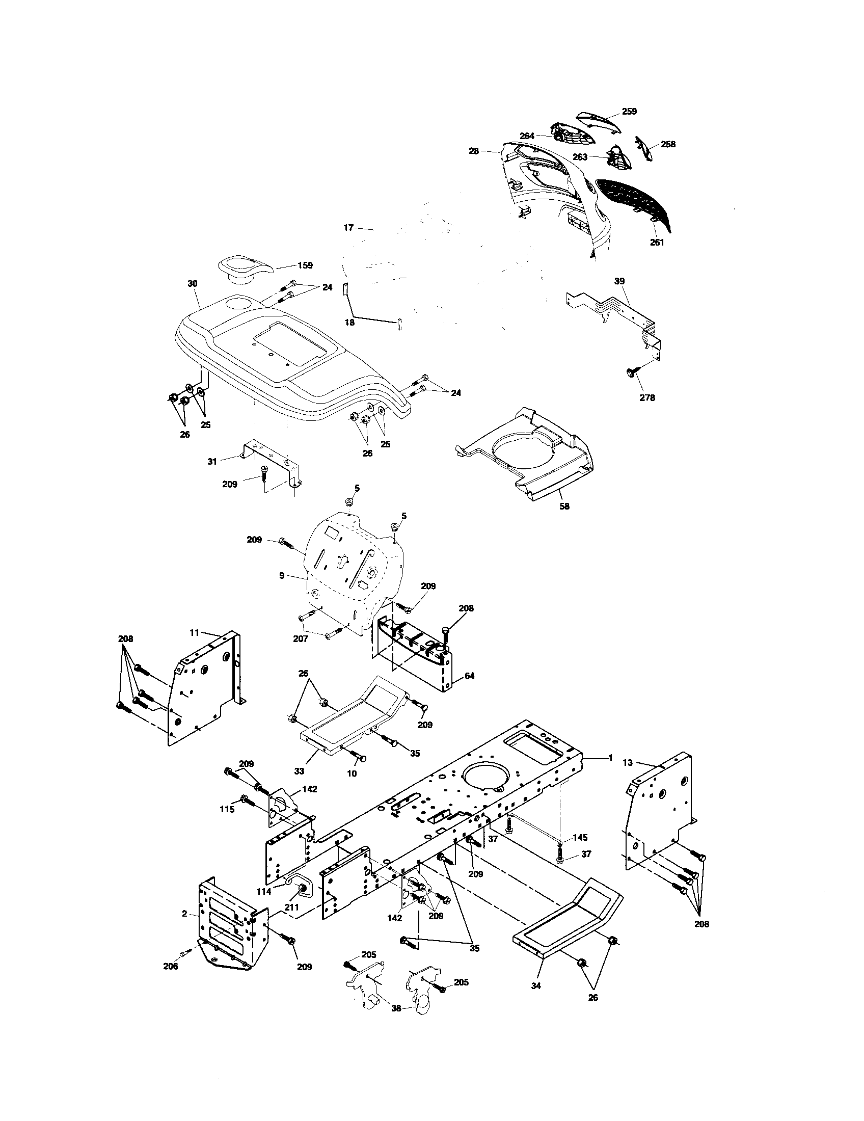Poulan 96012001500 chassis diagram