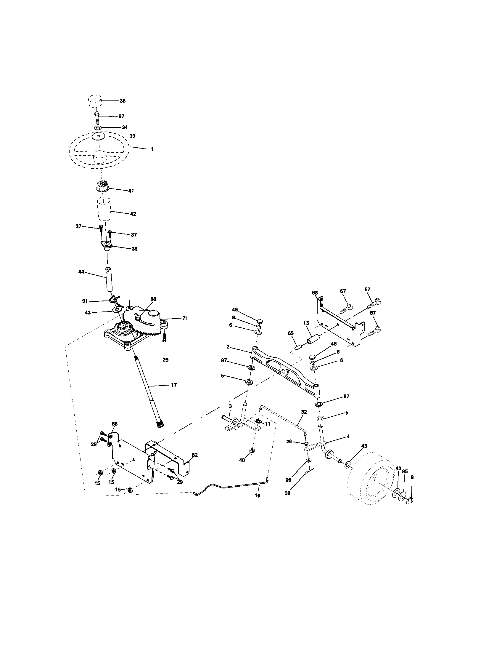 Poulan 96012001500 steering assembly diagram