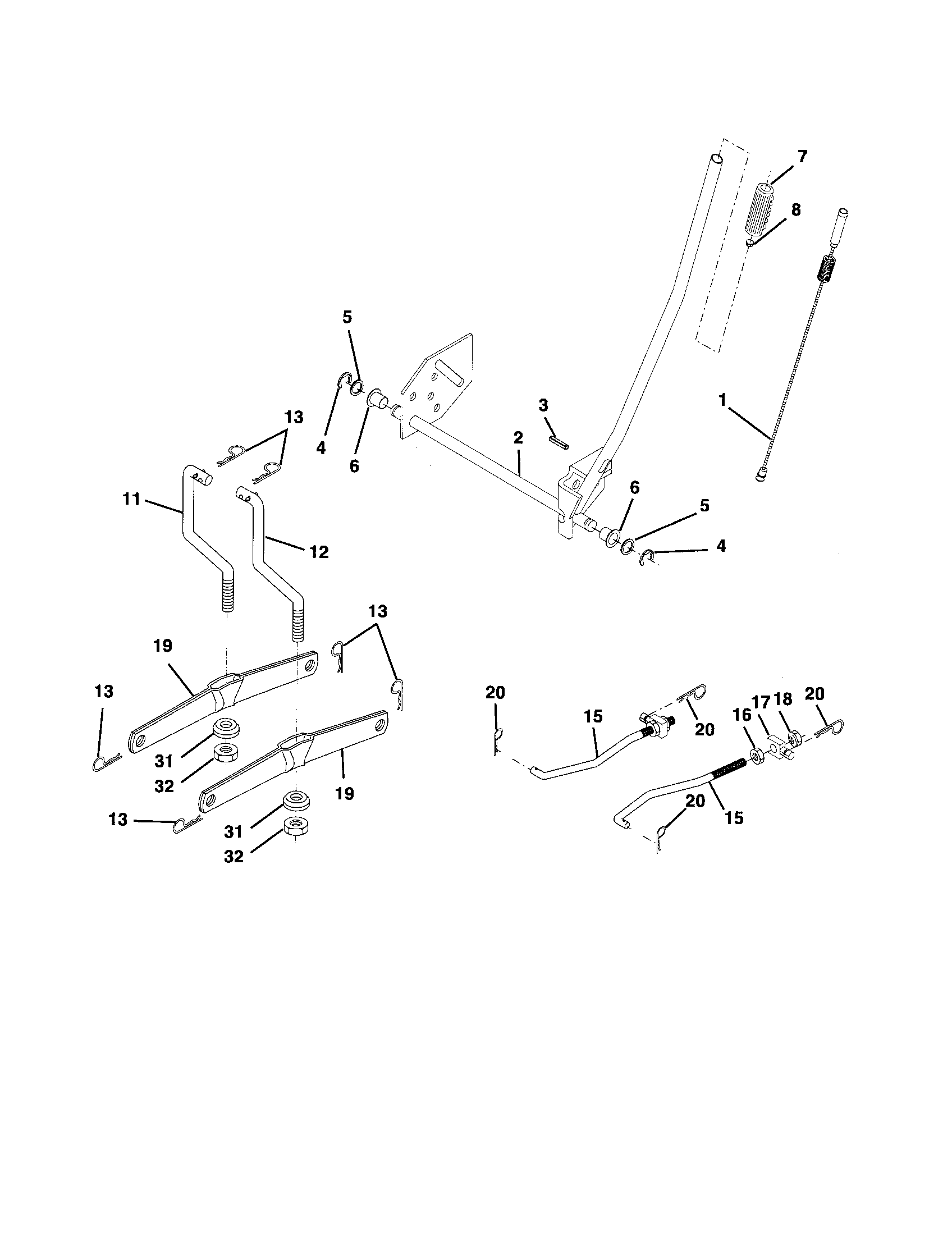 Poulan 96012001500 mower lift diagram