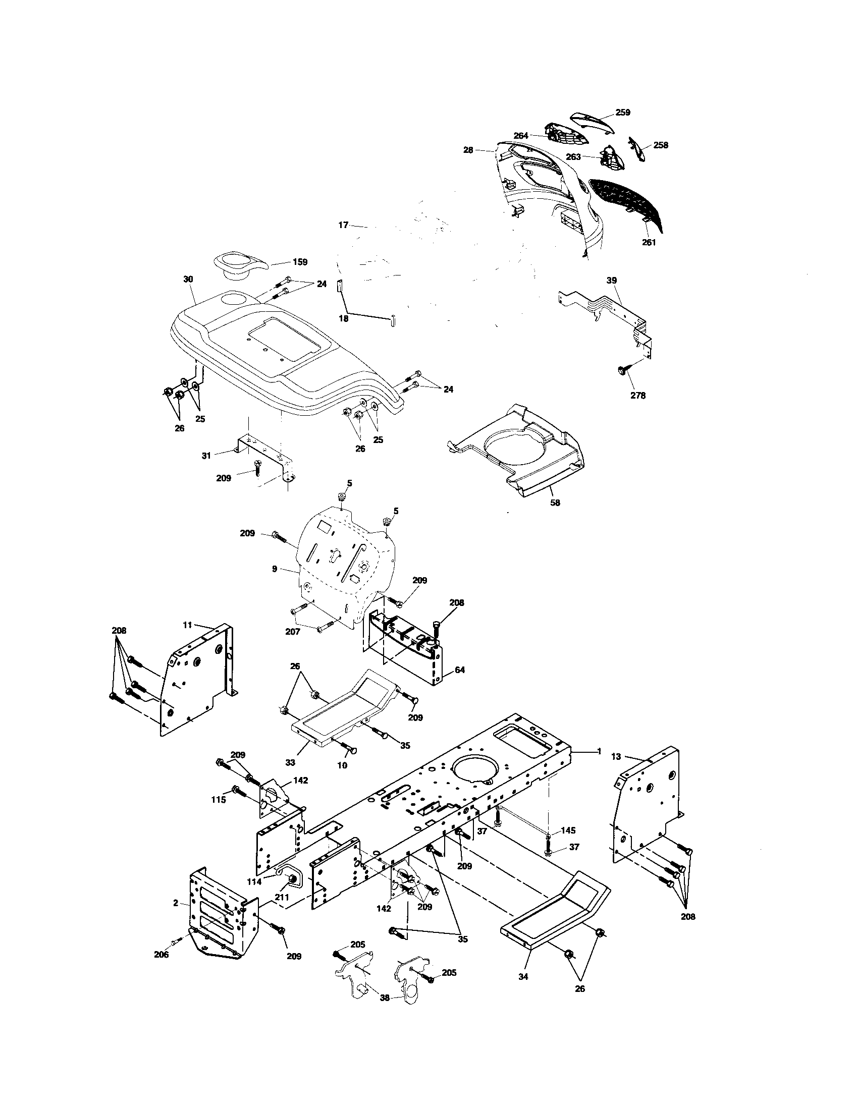 Poulan 96012001501 chassis diagram