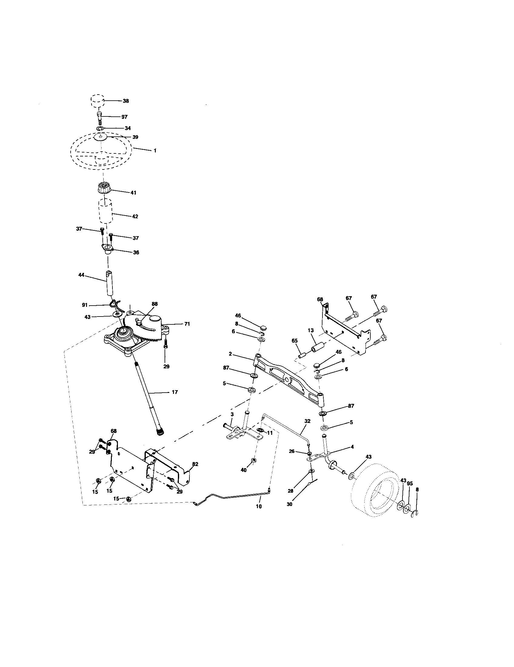 Poulan 96012001501 steering assembly diagram