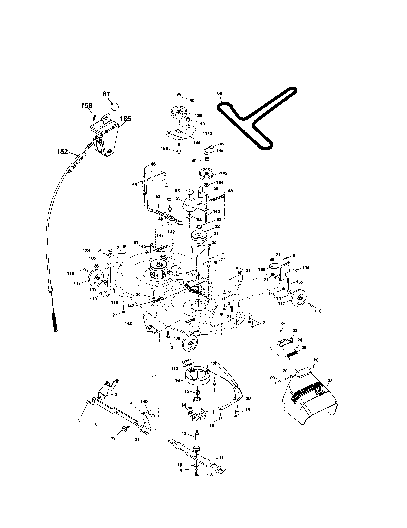 Poulan 96012001501 mower deck diagram