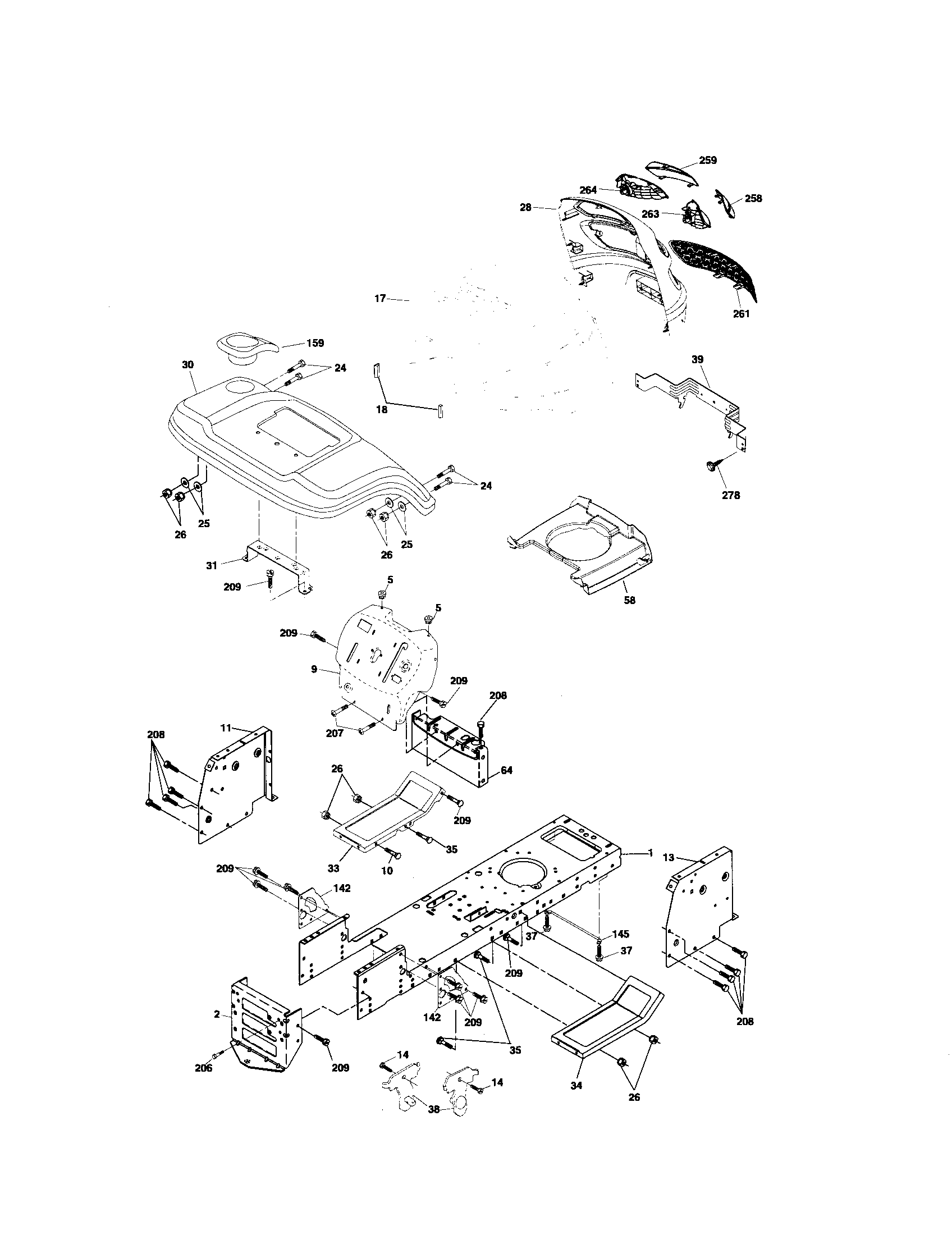 Poulan 96012001601 chassis diagram