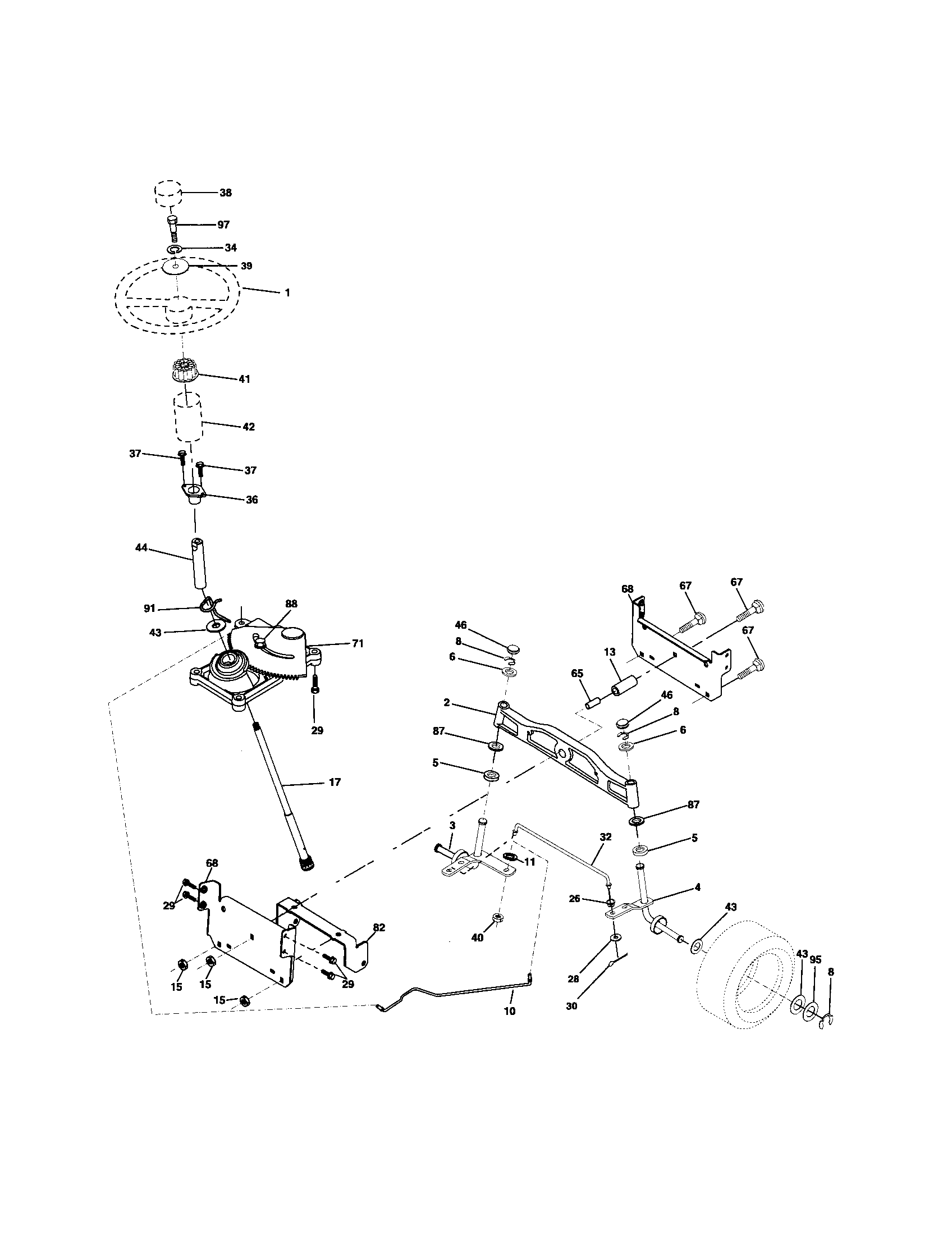 Poulan 96012001601 steering assembly diagram
