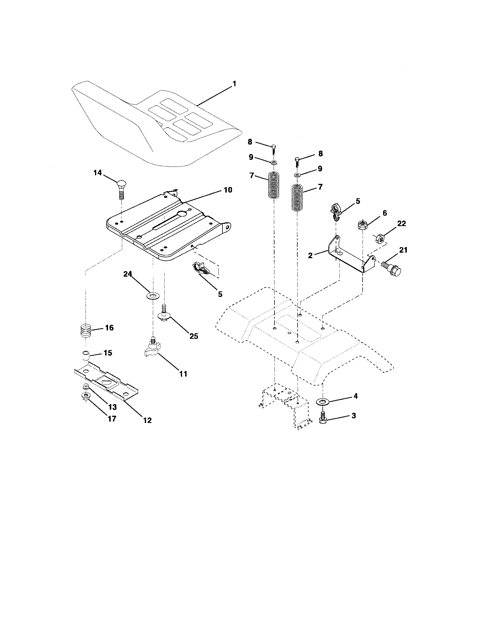 Poulan 96012001601 seat assembly diagram