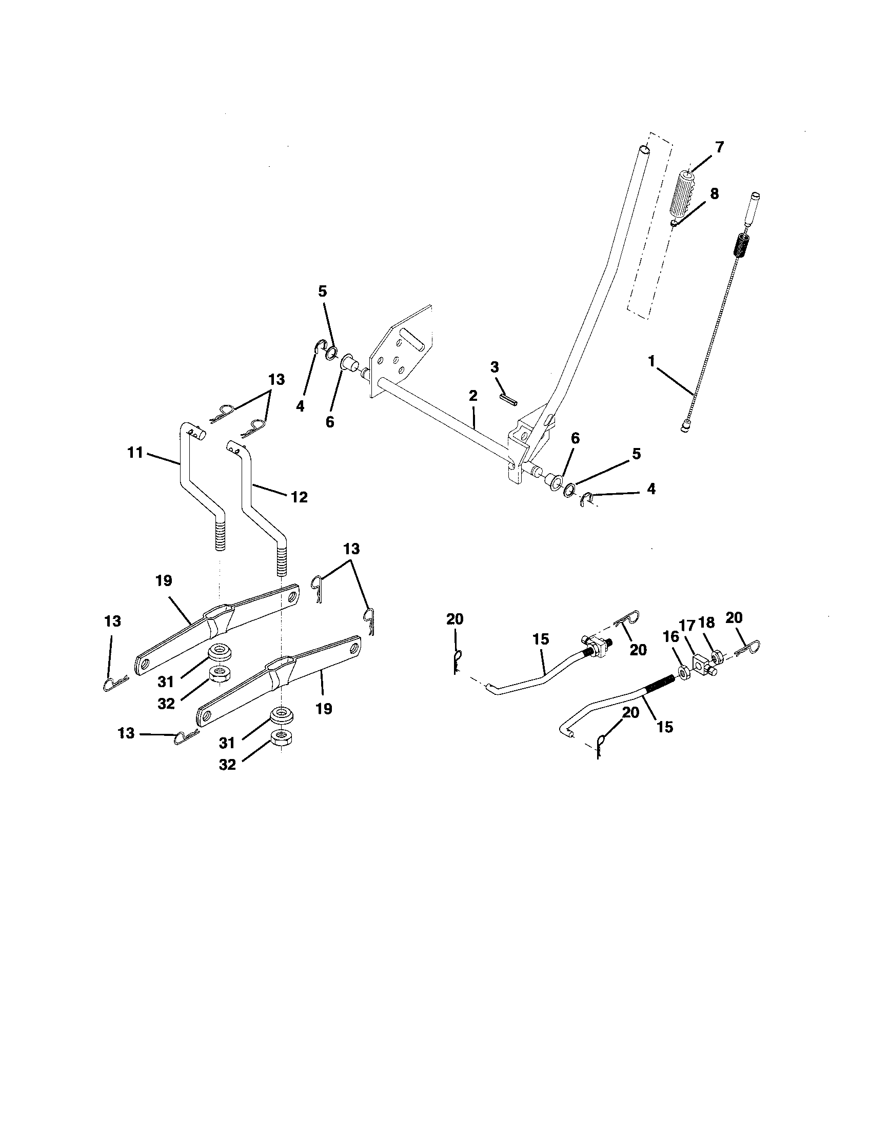 Poulan 96012001601 mower lift diagram