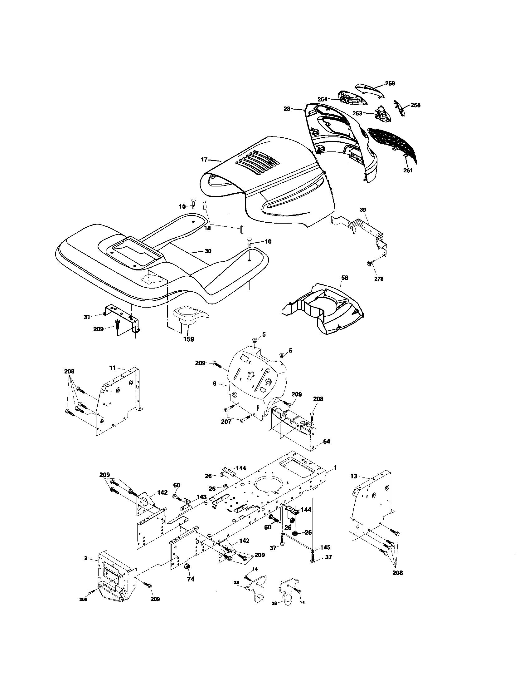 Poulan 96016000302 chassis diagram