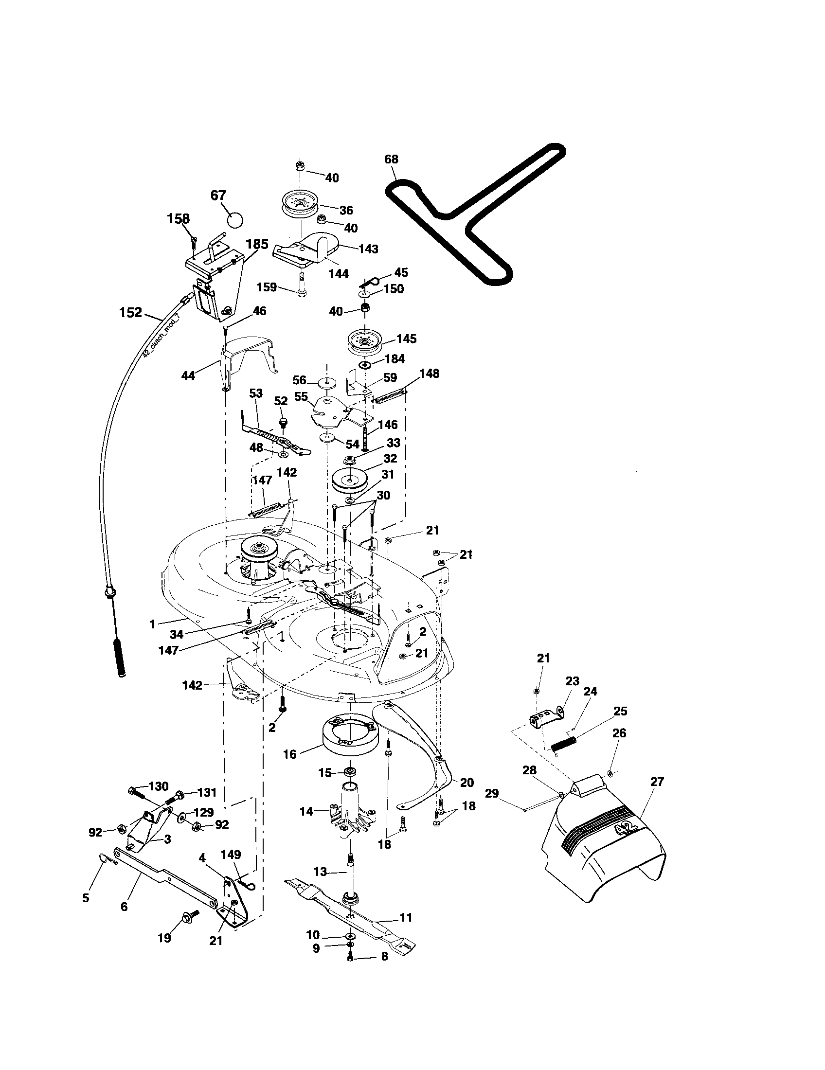 Poulan 96016000302 mower deck diagram