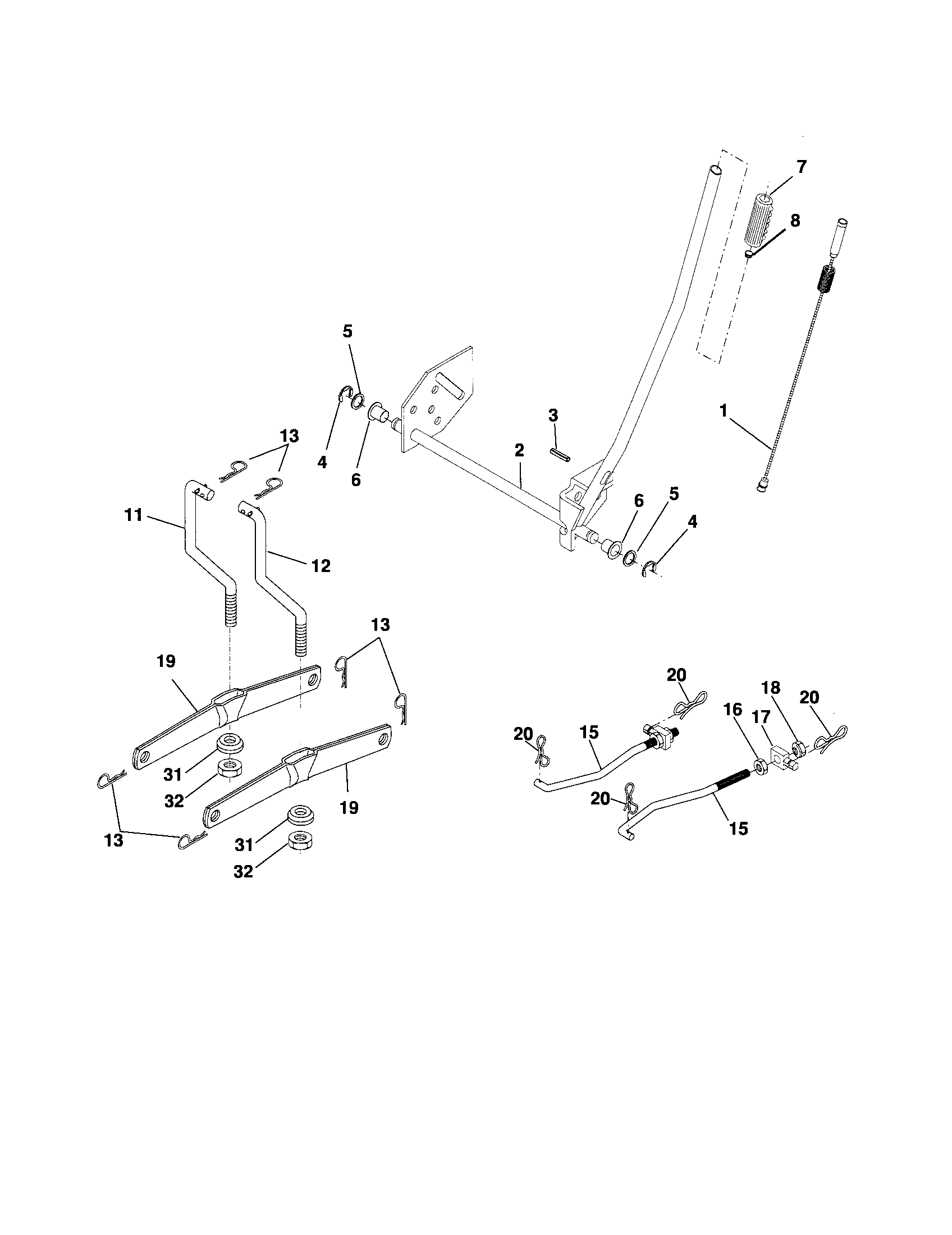 Poulan 96016000302 mower lift diagram