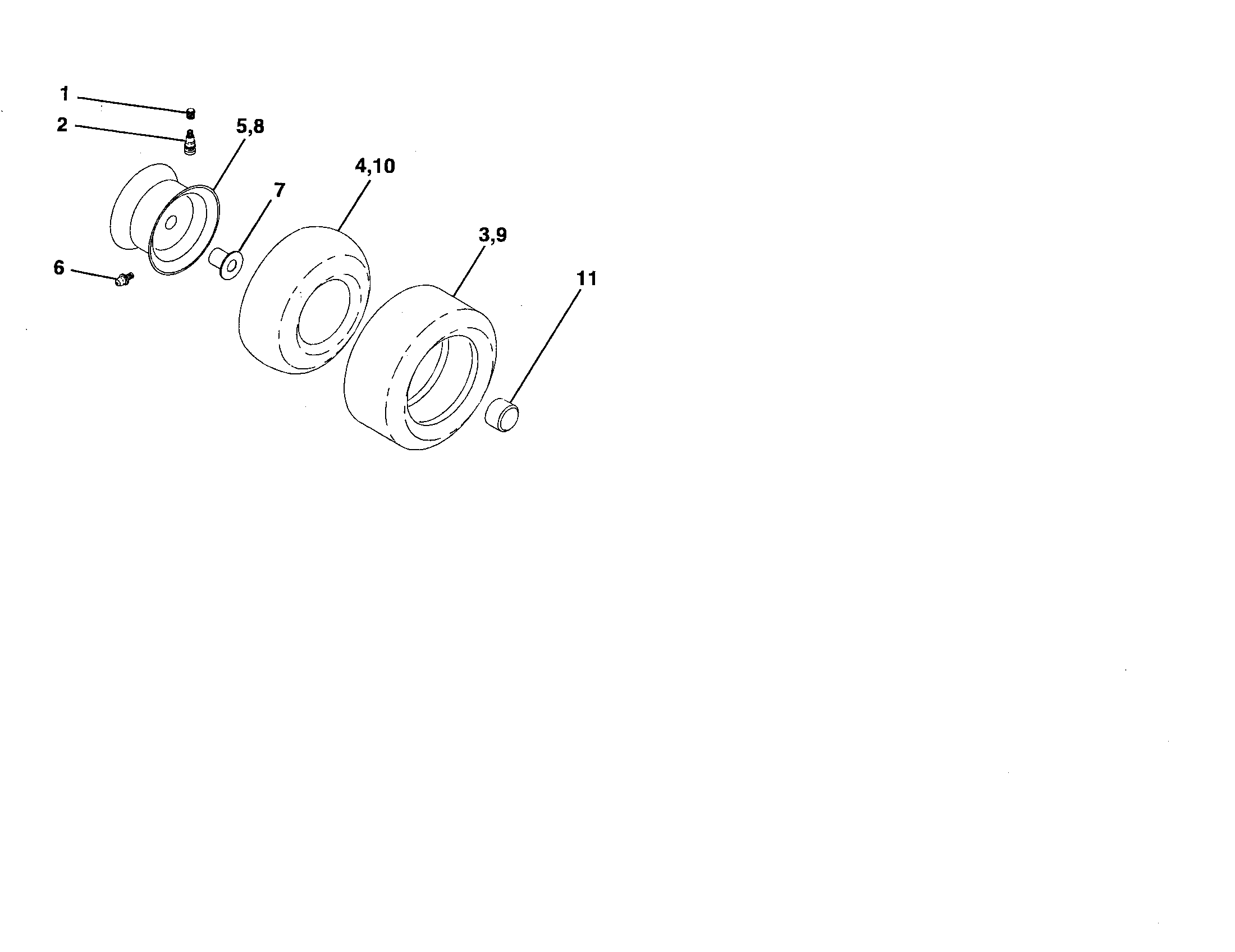 Poulan 96016000302 wheels and tires diagram