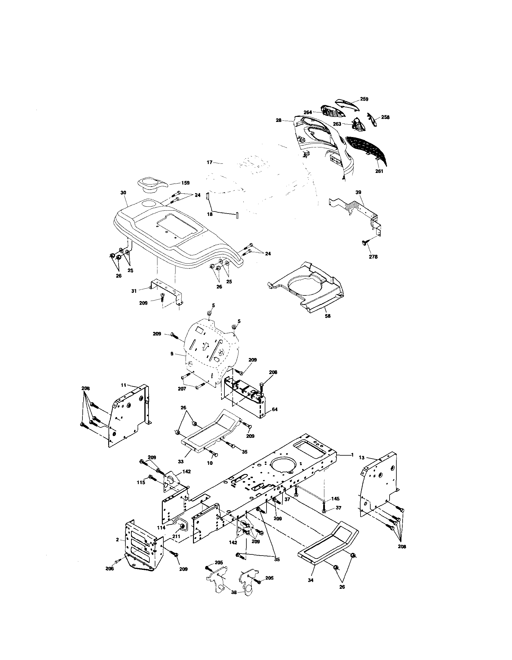 Poulan 96012000302 chassis and enclosures diagram
