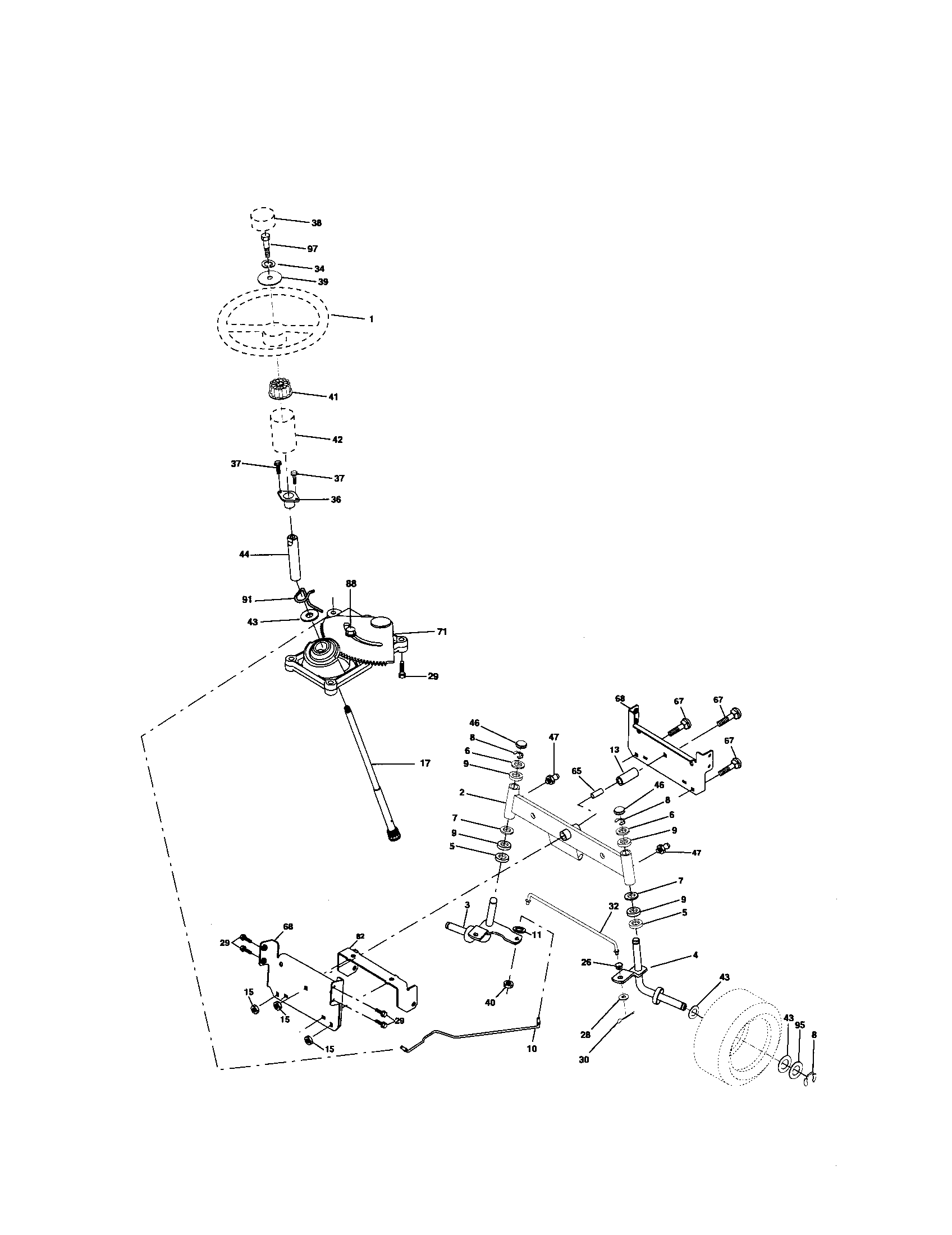 Poulan 96012000302 steering assembly diagram