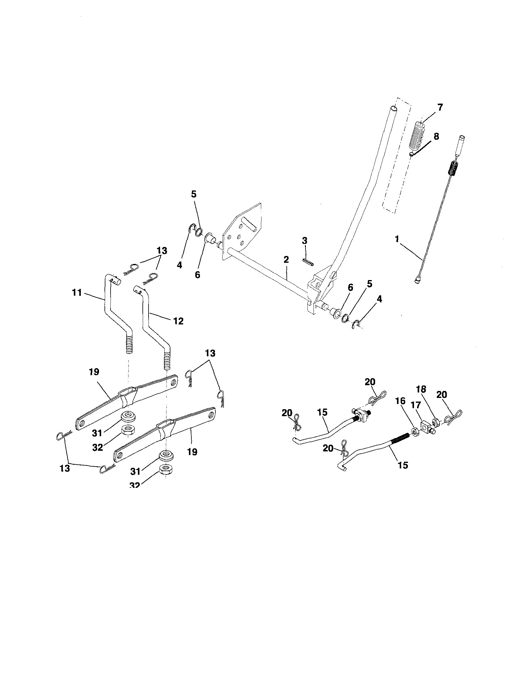 Poulan 96012000302 mower lift diagram